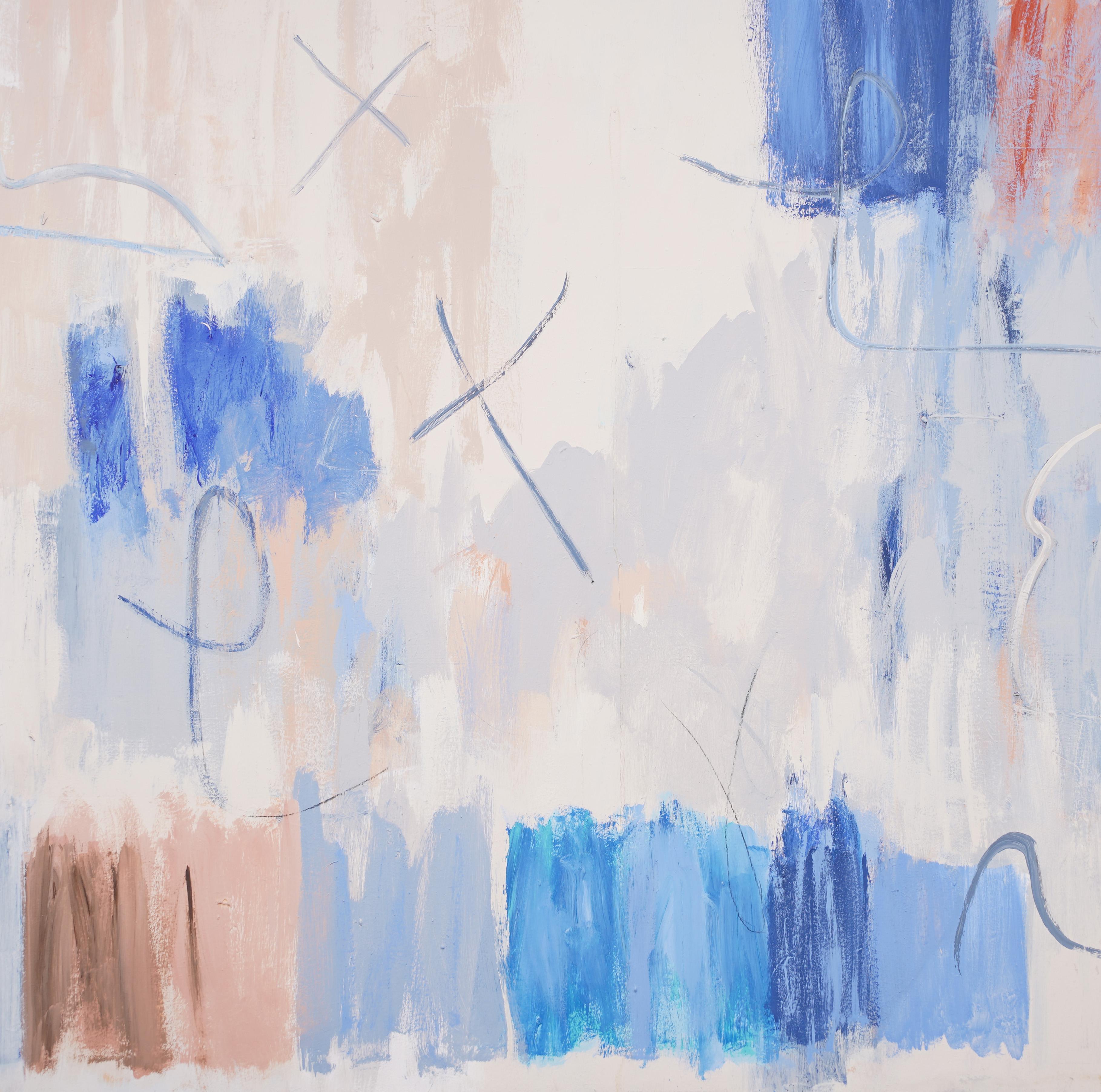 Gran cuadro al óleo abstracto contemporáneo femenino modernista americano sobre lienzo en venta 1