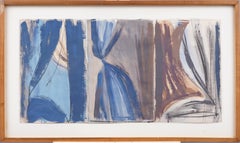 Quadro espressionista astratto d'epoca modernista americano con cornice