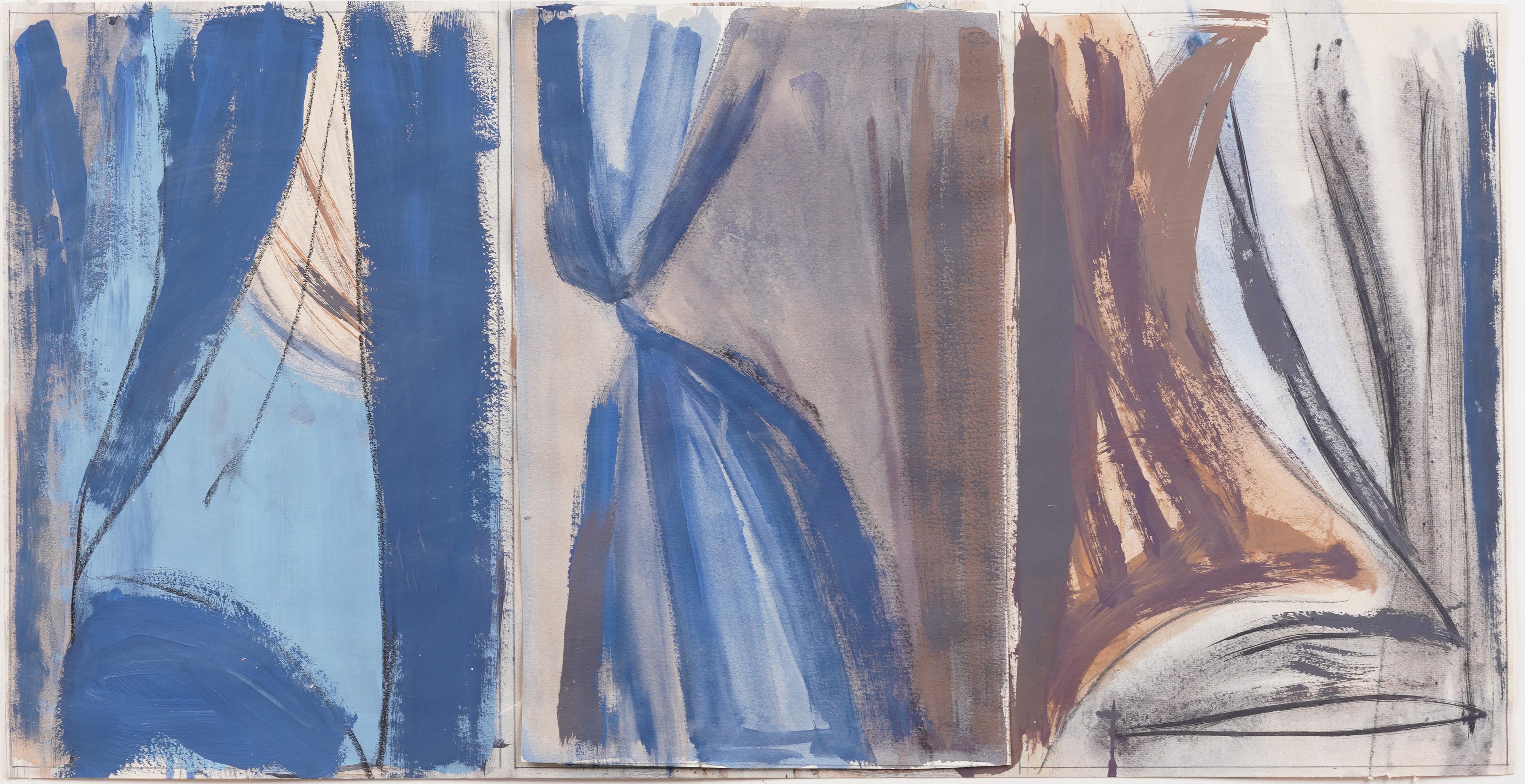 Quadro espressionista astratto d'epoca modernista americano con cornice - Abstract Painting Grigio di Betty Weiss 