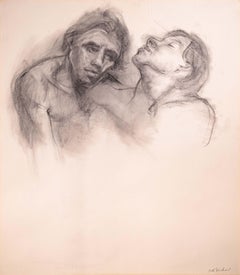 Betty Woodward-Bosley 2 Figures Signed Modern Figurative Drawing on Paper Framed