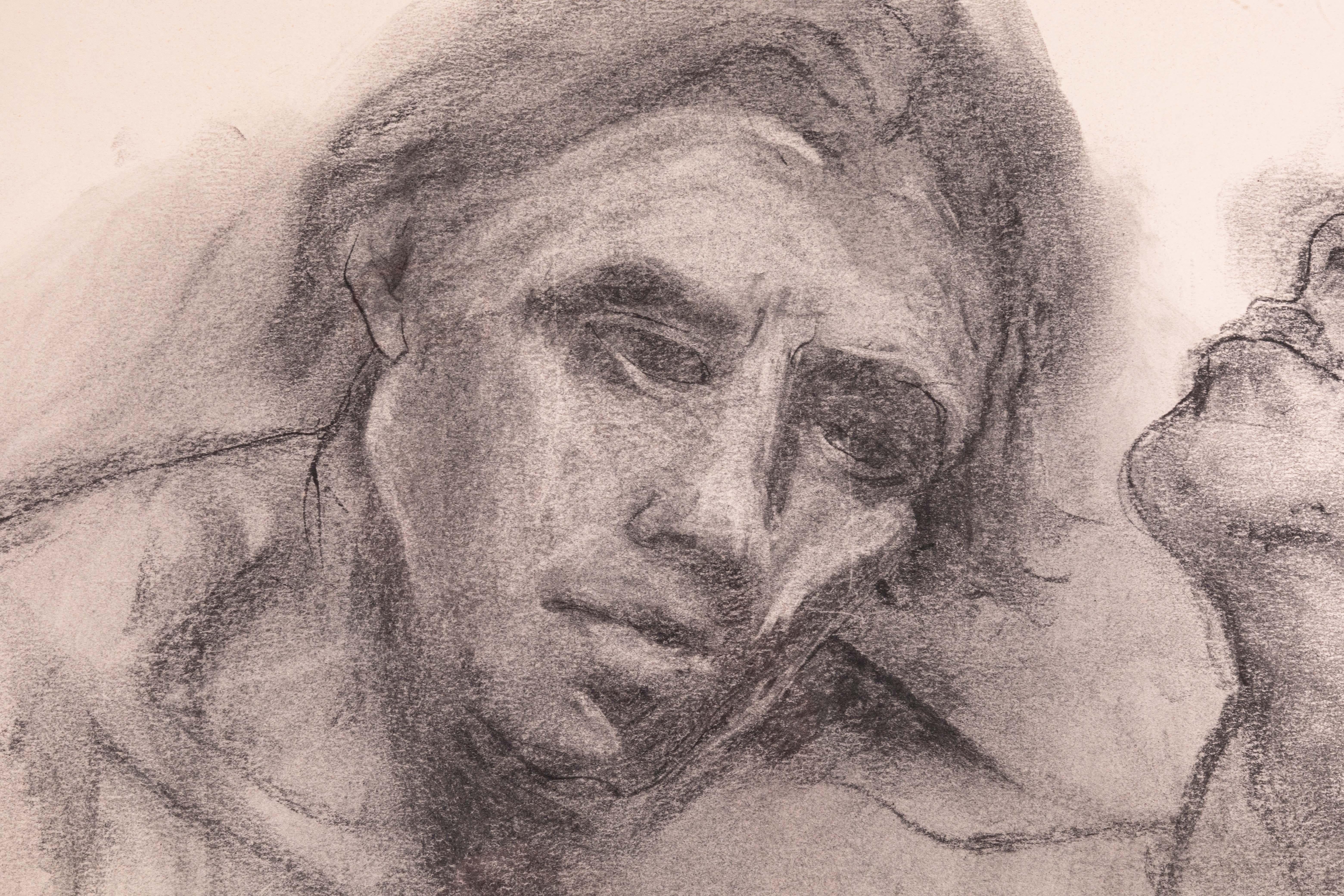 Betty Woodward-Bosley 2 Figuras Firmado Dibujo Figurativo Moderno sobre Papel Enmarcado en Bueno estado para la venta en Keego Harbor, MI