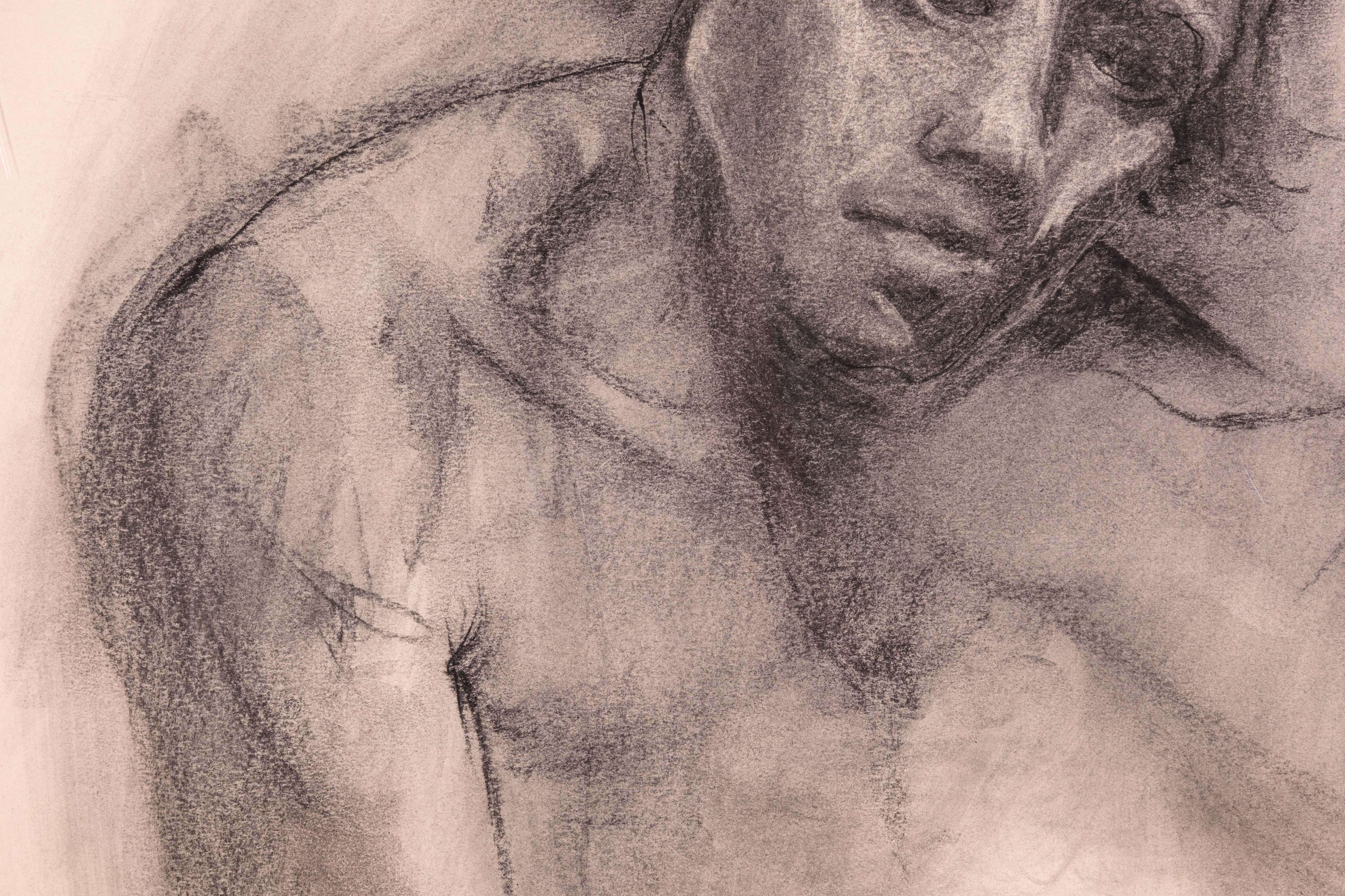Betty Woodward-Bosley, 2 Figuren, signierte moderne figurative Zeichnung auf Papier, gerahmt (Mitte des 20. Jahrhunderts) im Angebot