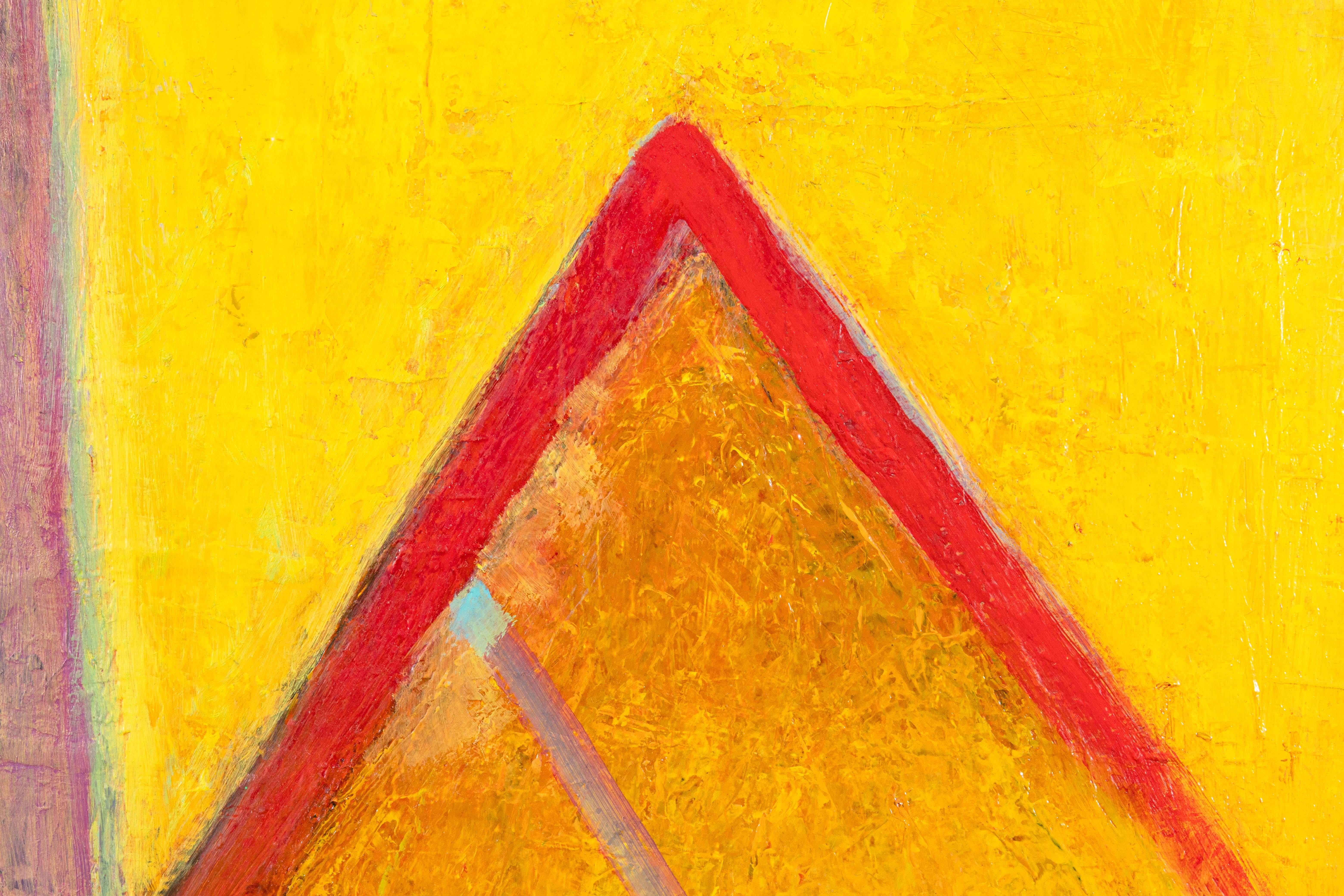 Betty Woodward-Bosley Modern Abstract Yellow Purple Red Oil Painting on Canvas In Good Condition For Sale In Keego Harbor, MI