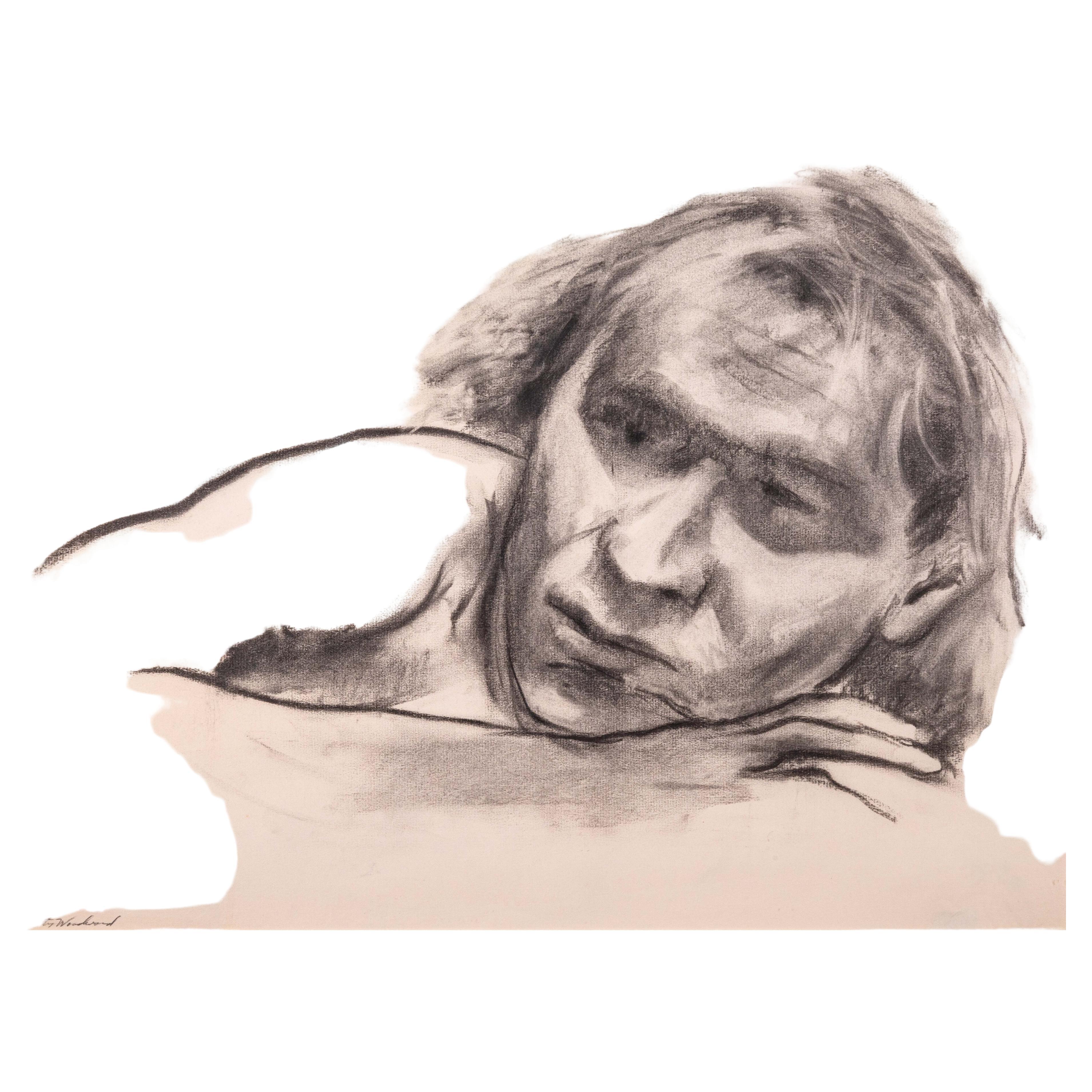 Un moderno disegno figurativo con grafite e carboncino su carta dell'artista di Detroit Betty Woodward-Bosley. Creato intorno agli anni '60 presso il College of Creative Studies (CIRCA) di Detroit. Firmato sul verso e sull'angolo in basso a destra.