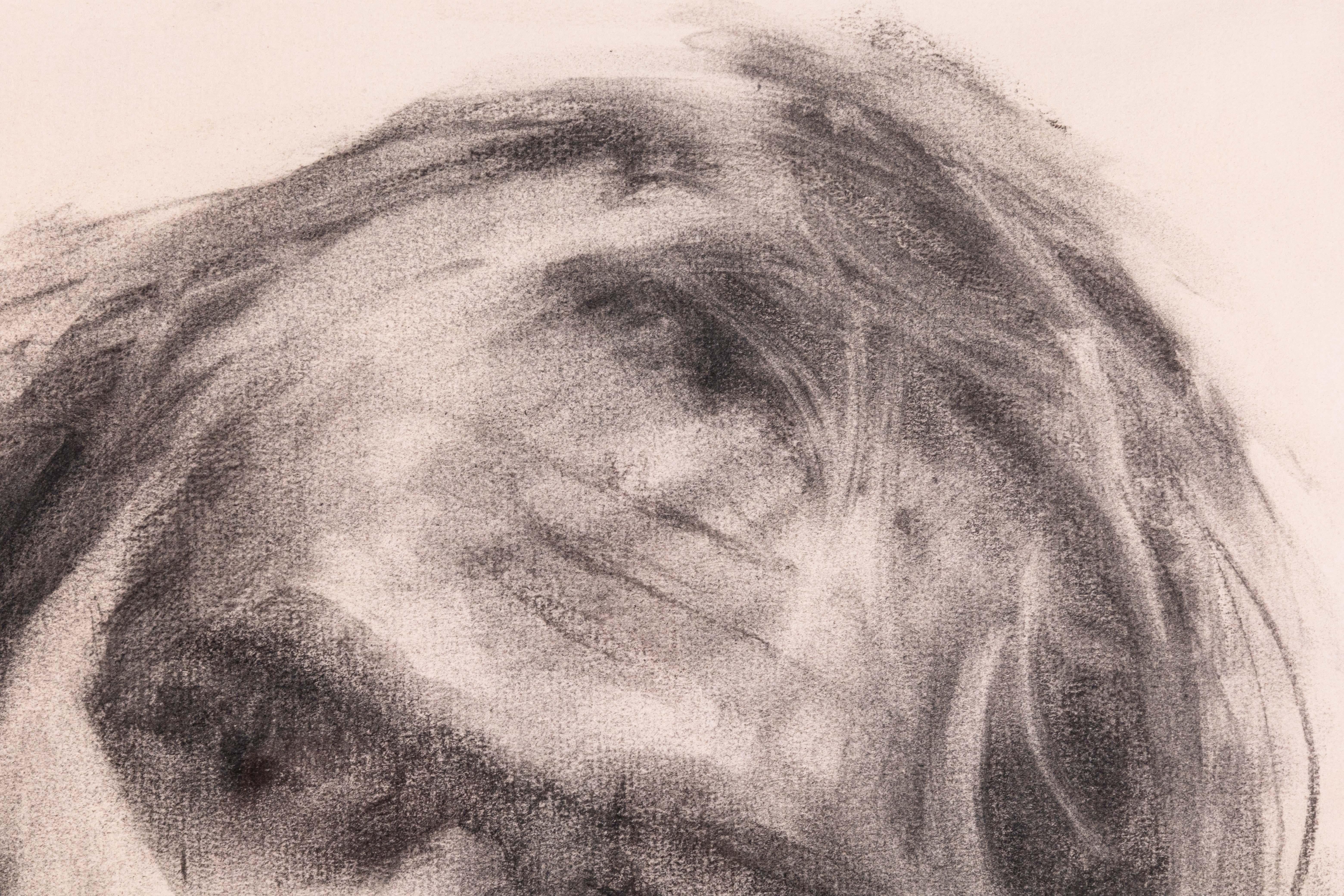 Metà XX secolo Betty Woodward-Bosley firma un disegno figurativo moderno in grafite su carta incorniciato in vendita