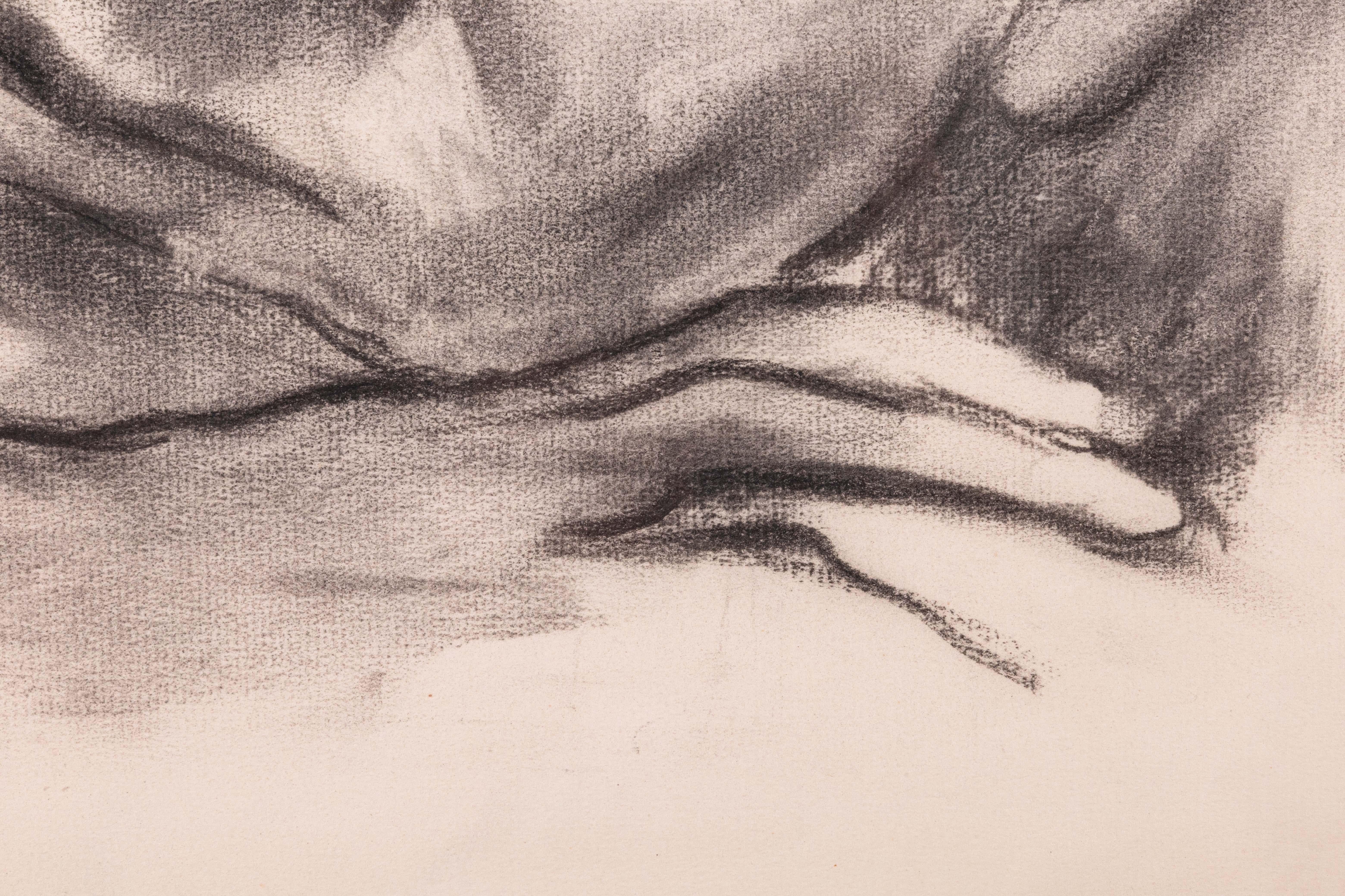 Betty Woodward-Bosley firma un disegno figurativo moderno in grafite su carta incorniciato in vendita 1