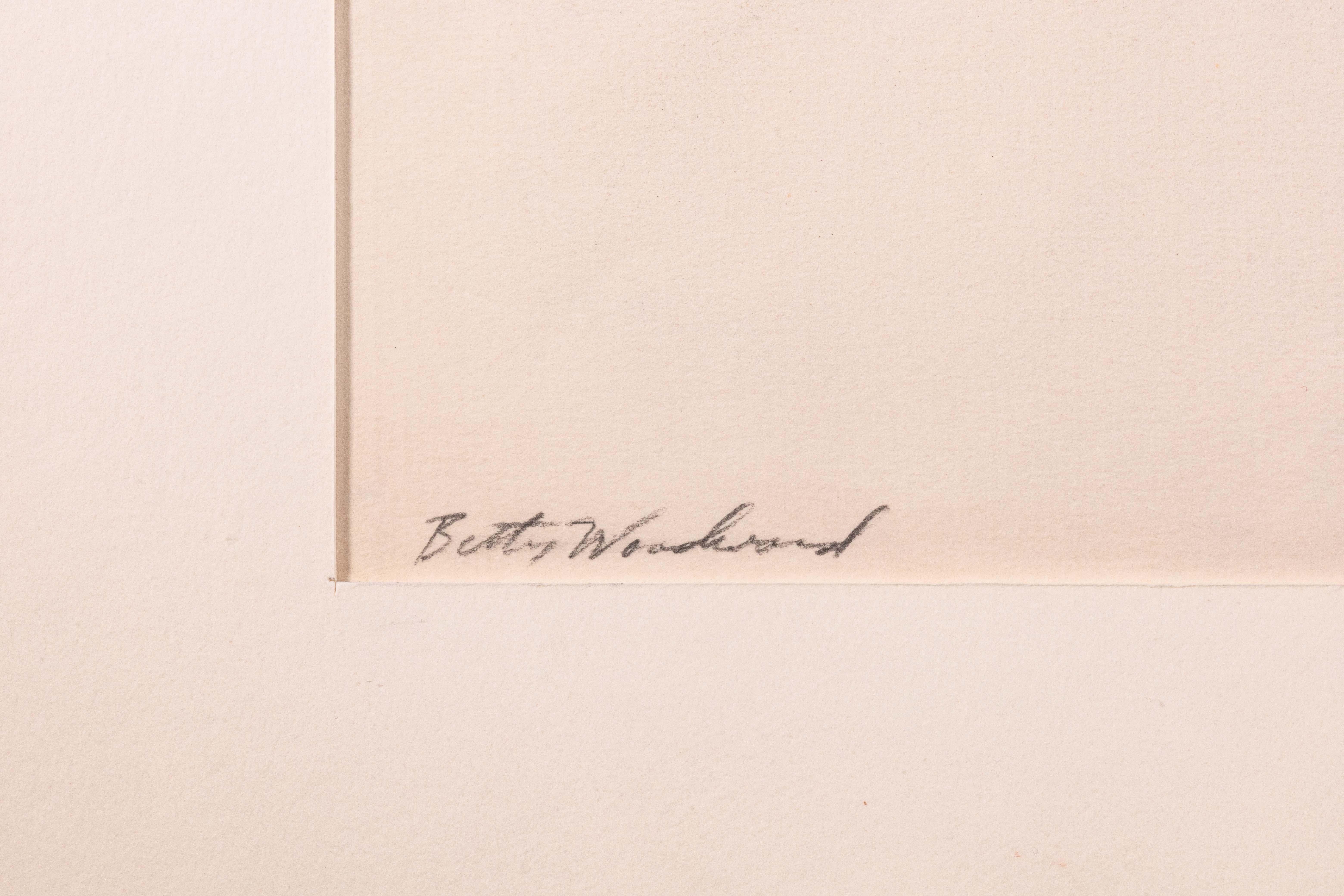 Betty Woodward-Bosley firma un disegno figurativo moderno in grafite su carta incorniciato in vendita 3