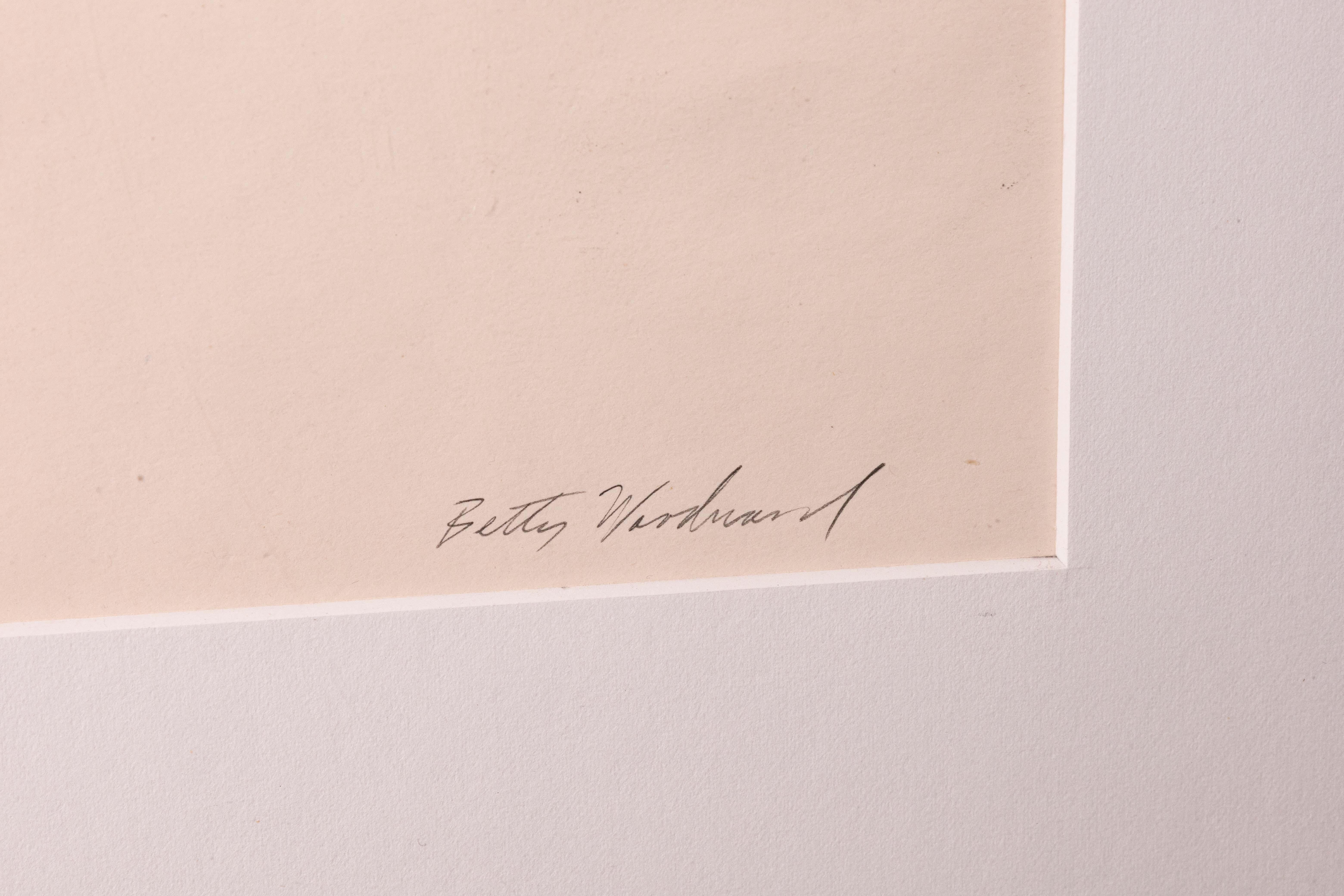 Betty Woodward-Bosley So I See firmato Disegno figurativo moderno su carta incorniciato in vendita 2