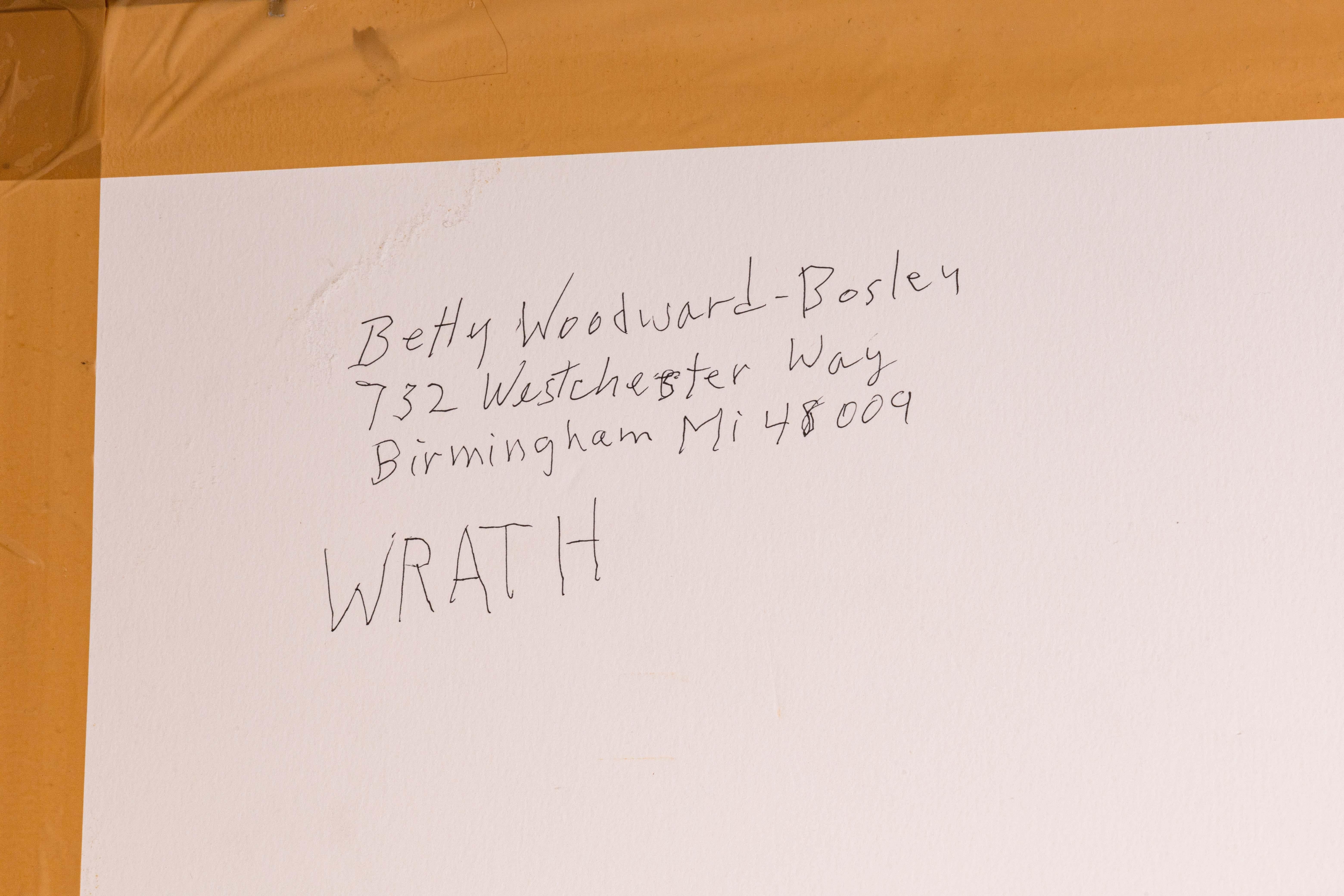 Betty Woodward-Bosley Wrath, disegno figurativo moderno firmato su carta, incorniciato in vendita 5