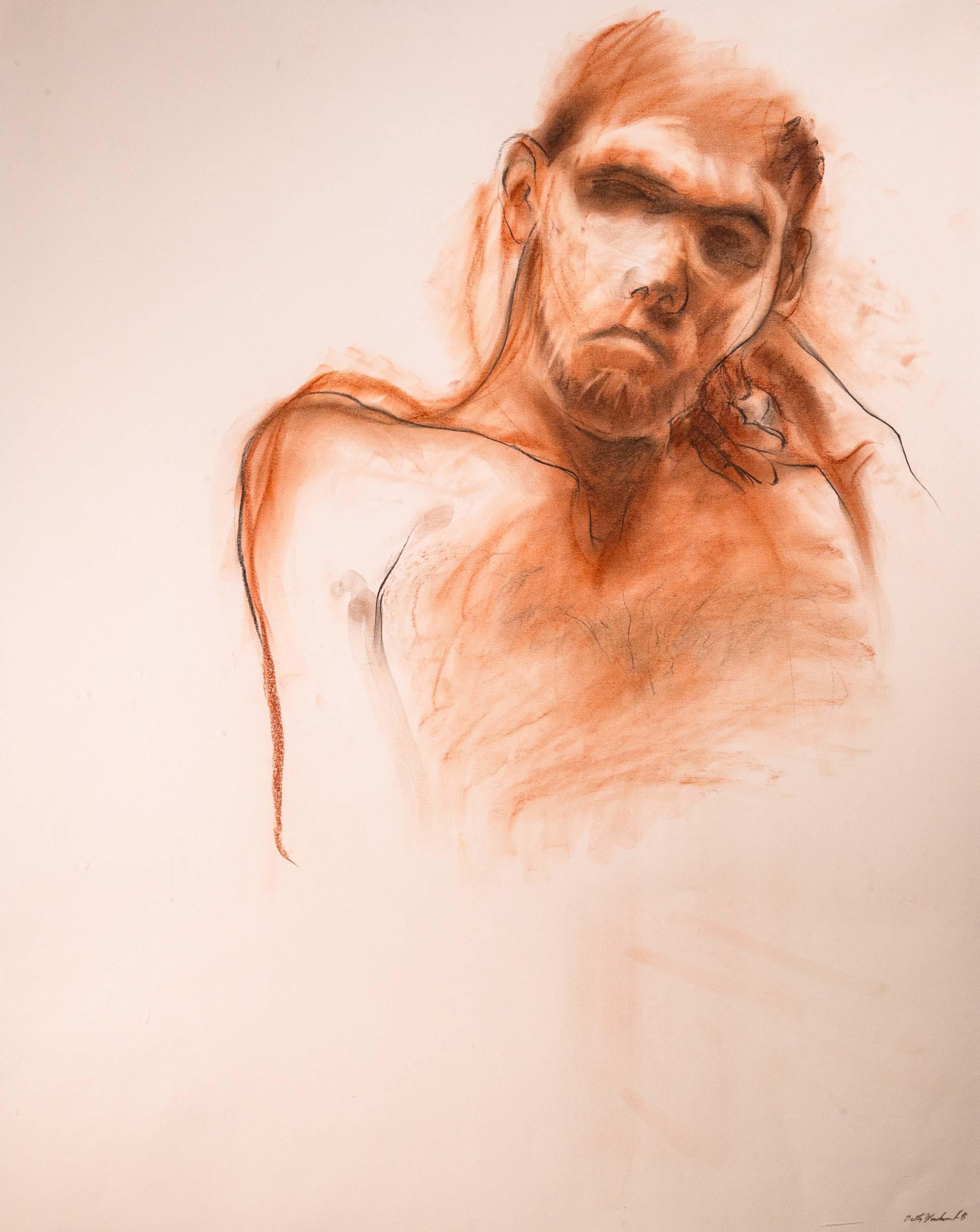Americano Betty Woodward-Bosley Wrath, disegno figurativo moderno firmato su carta, incorniciato in vendita