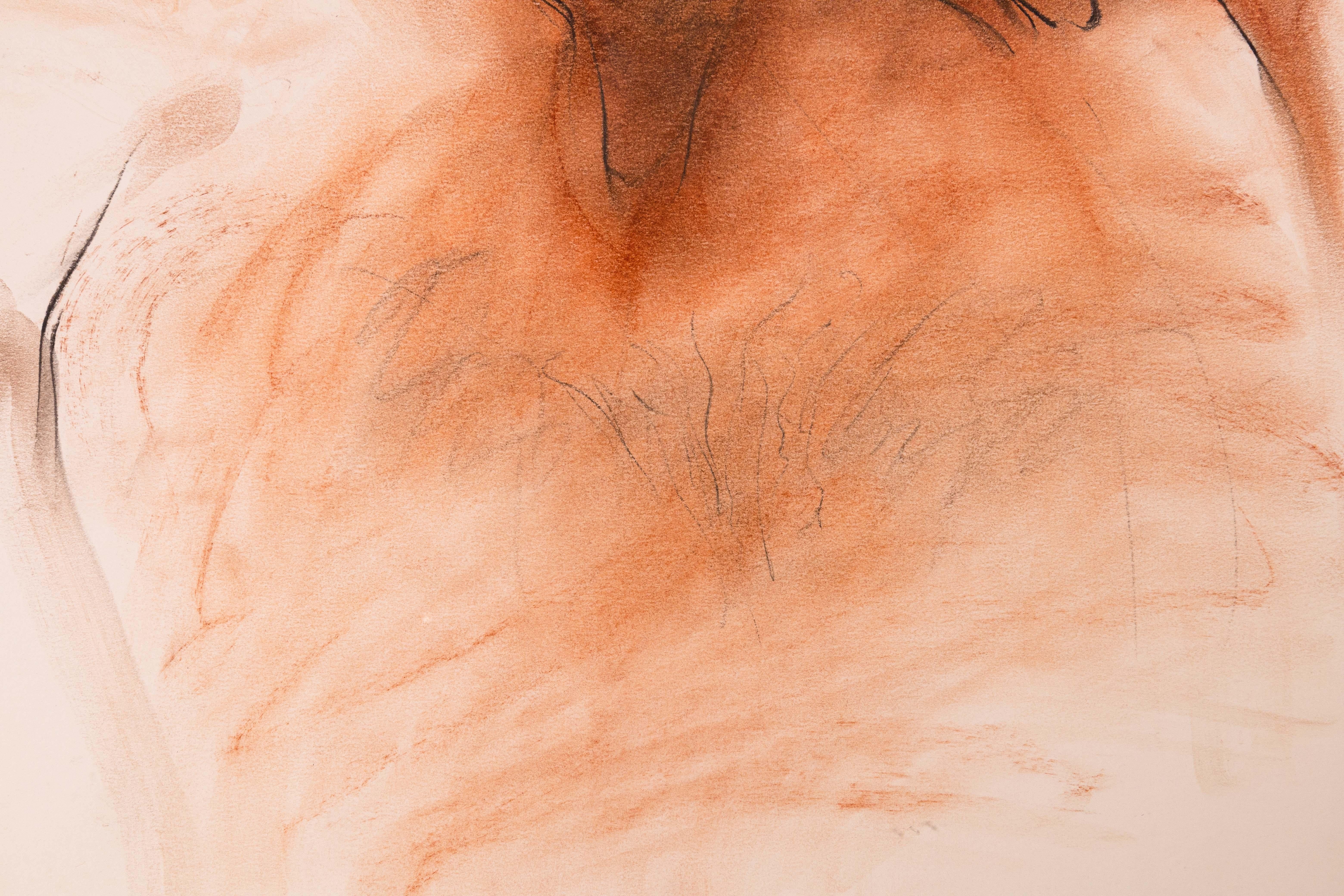 Betty Woodward-Bosley Wrath, disegno figurativo moderno firmato su carta, incorniciato in vendita 2