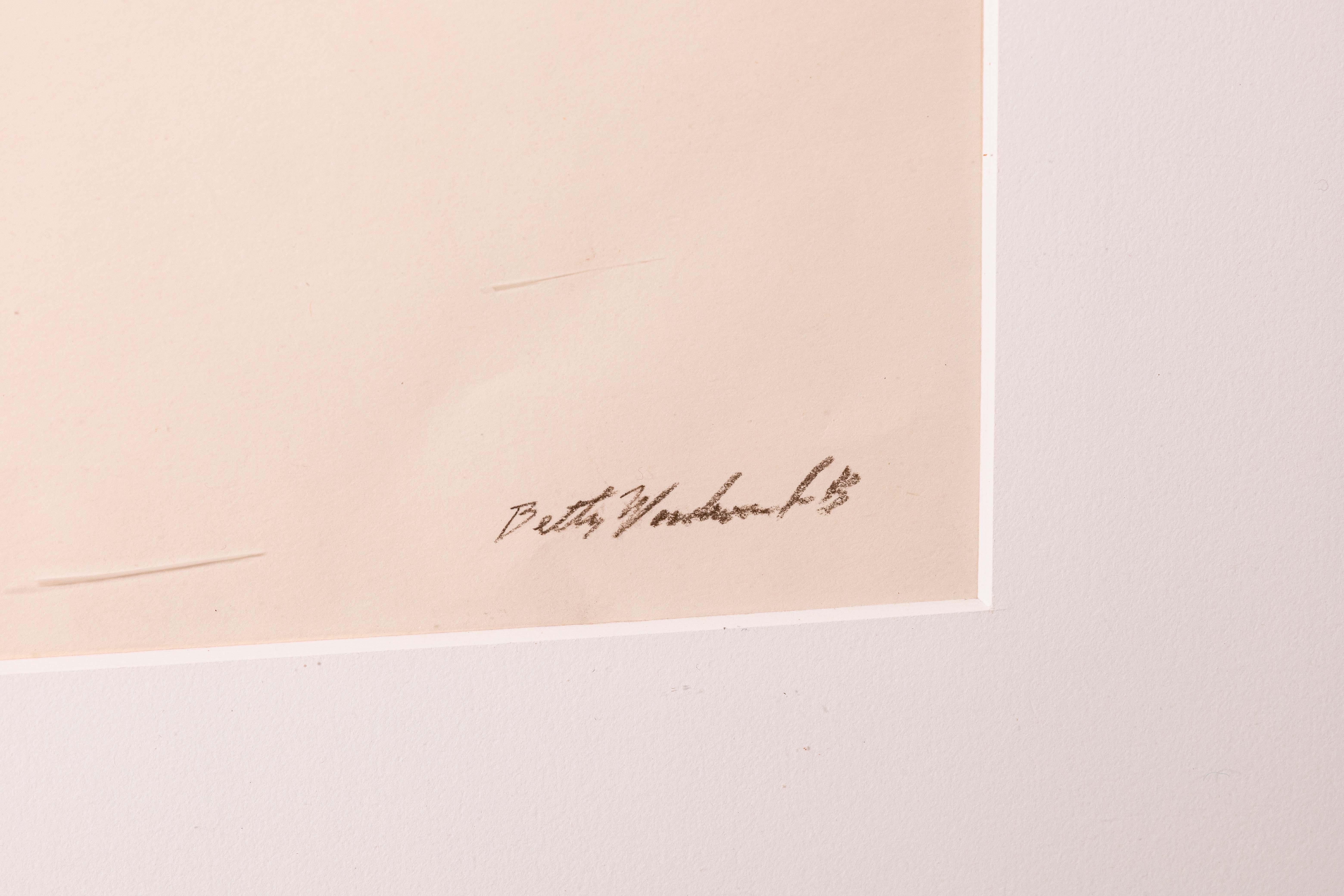 Betty Woodward-Bosley Wrath, disegno figurativo moderno firmato su carta, incorniciato in vendita 3