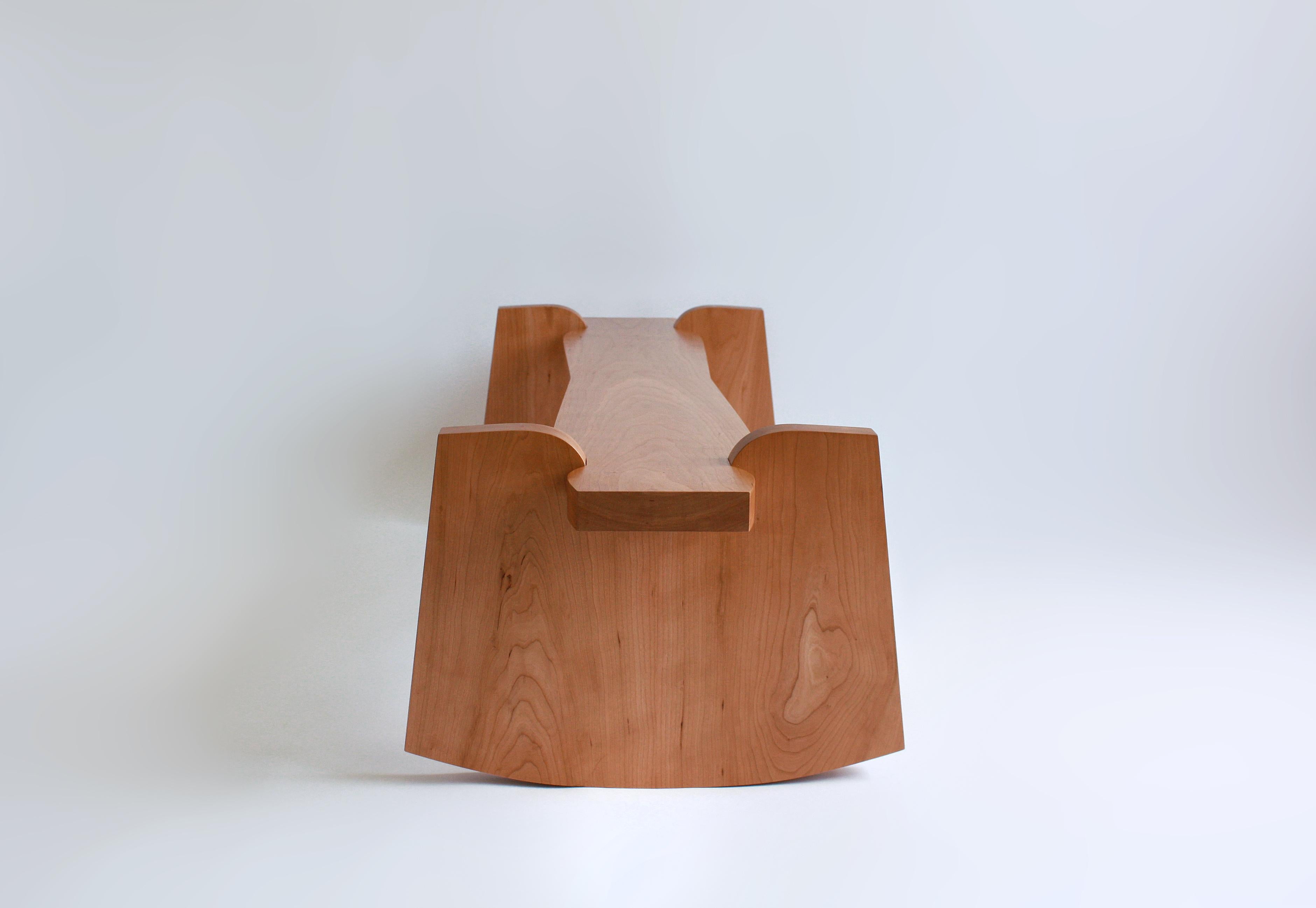 Hand-Crafted Between a Rock and a Hard Place Bench by from Solid Cherry Wood, Maria Tyakina  For Sale