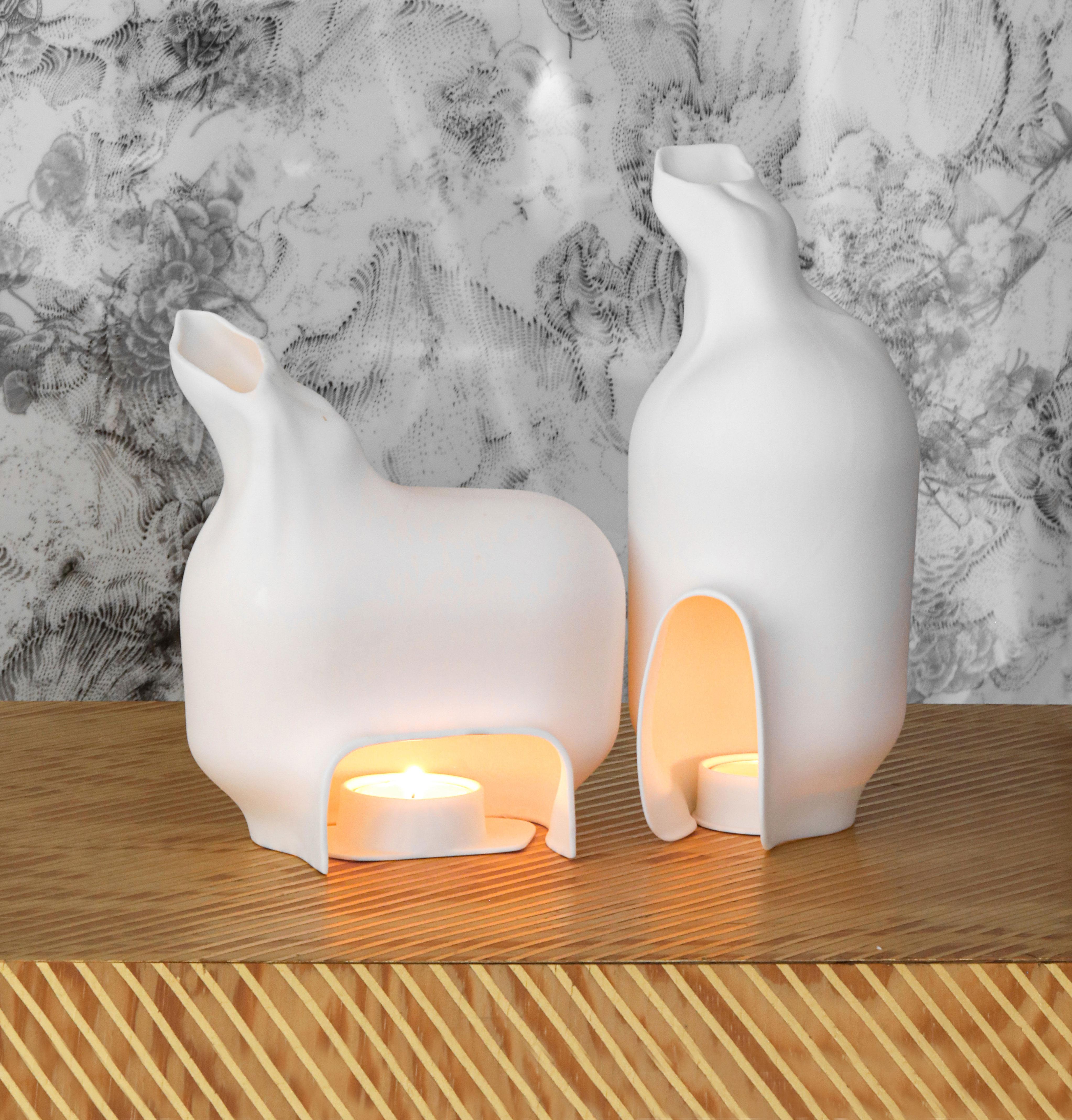 BetweenShadows M Horizontal, Candle-Holder Limoges Porcelain, YMER&MALTA, France For Sale 4