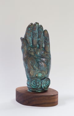 Betye Saar, A Handful of Stars, 2016. Bronze sculpture w/ patina and walnut base