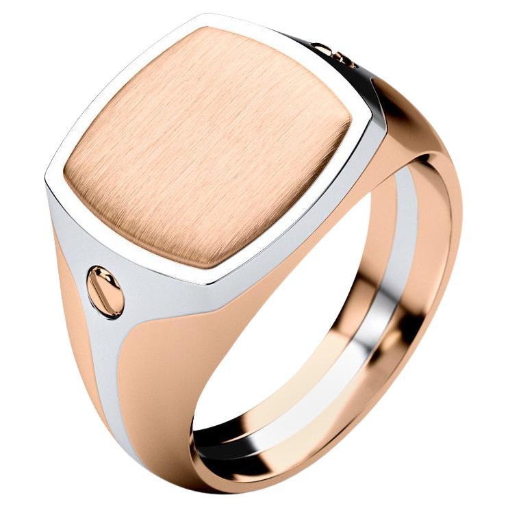 BETZ Two-Tone 14k Rose & White Gold Signet Ring - Version 1 For Sale