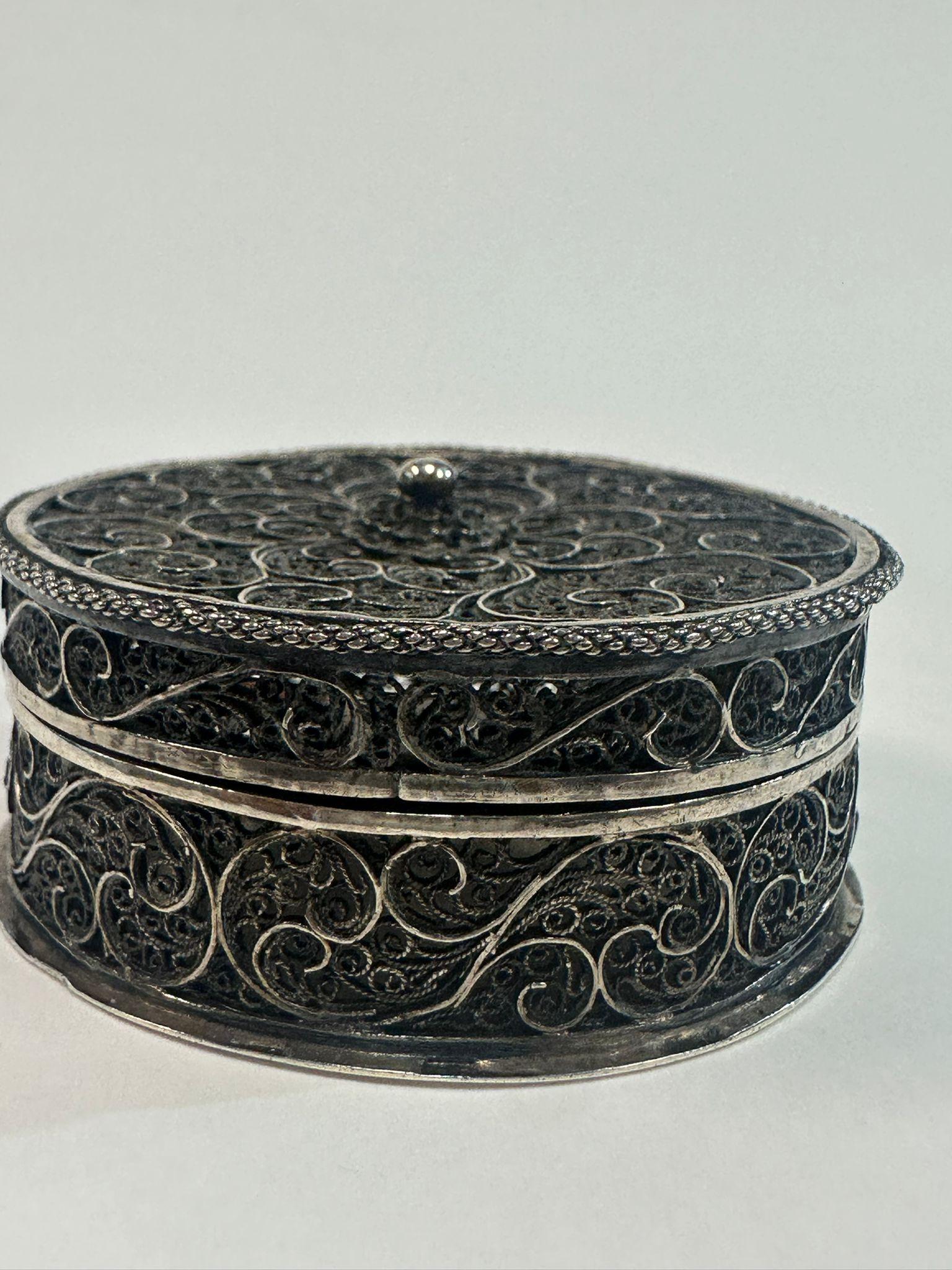 Israeli Betzalel Hand-Made Silver Filigree Spice Box For Sale