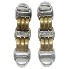 Beuche Girod of Geneva Two-Tone Gold and Diamond Earrings, 1990s
