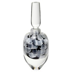 Beula, a Black, White & Clear Large Sculptural Glass Bottle by Peter Bowles