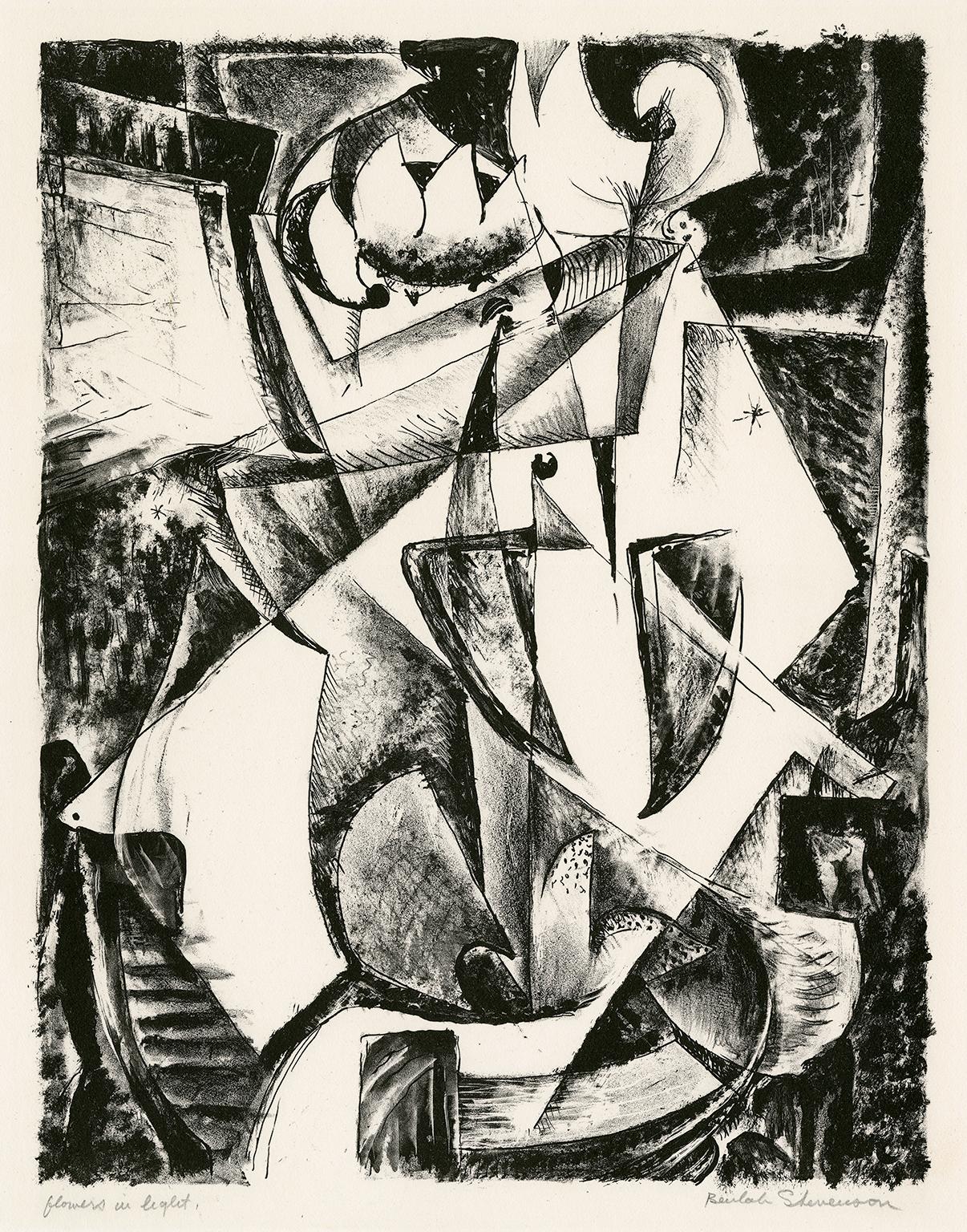 Beulah Stevenson Abstract Print - 'Flowers in Light' — WPA Era American Modernism, Signed Lithograph
