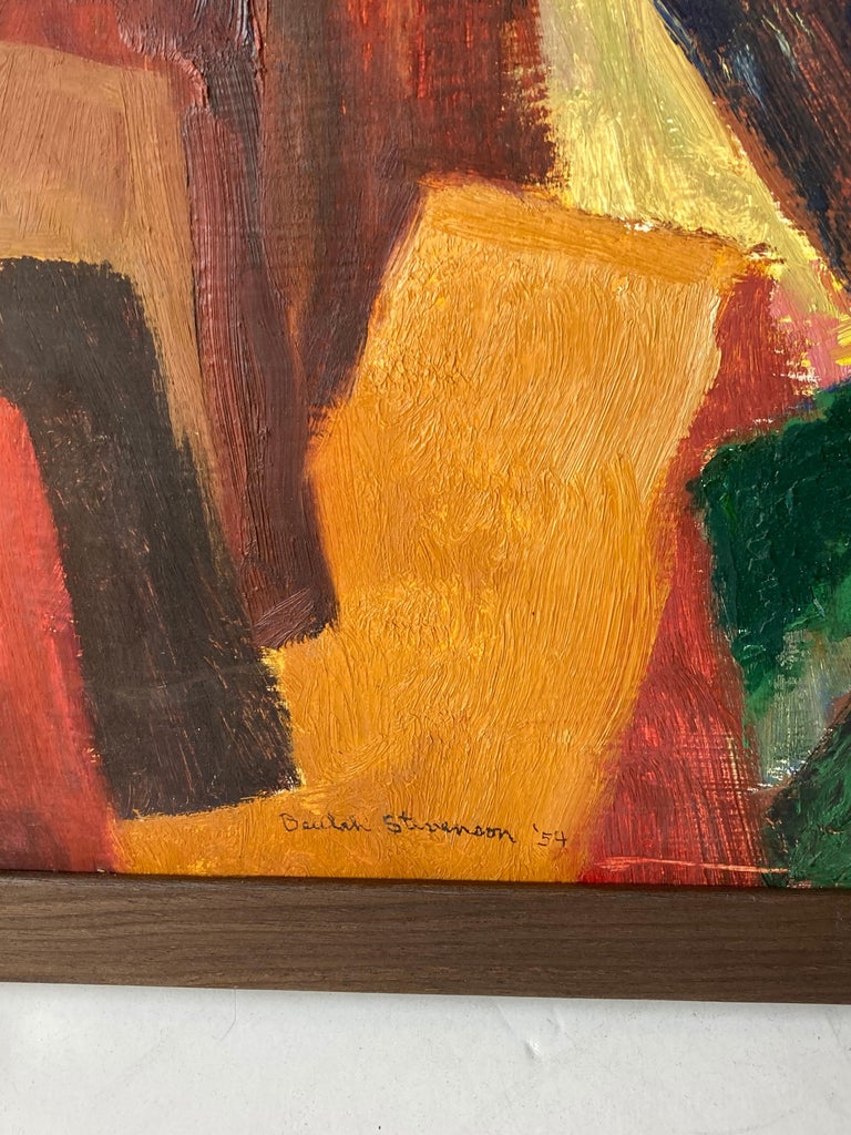 Modern Beulah ‘Elsie Sloan’ Stevenson, Abstract Oil on Board Painting, Signed, Dated For Sale