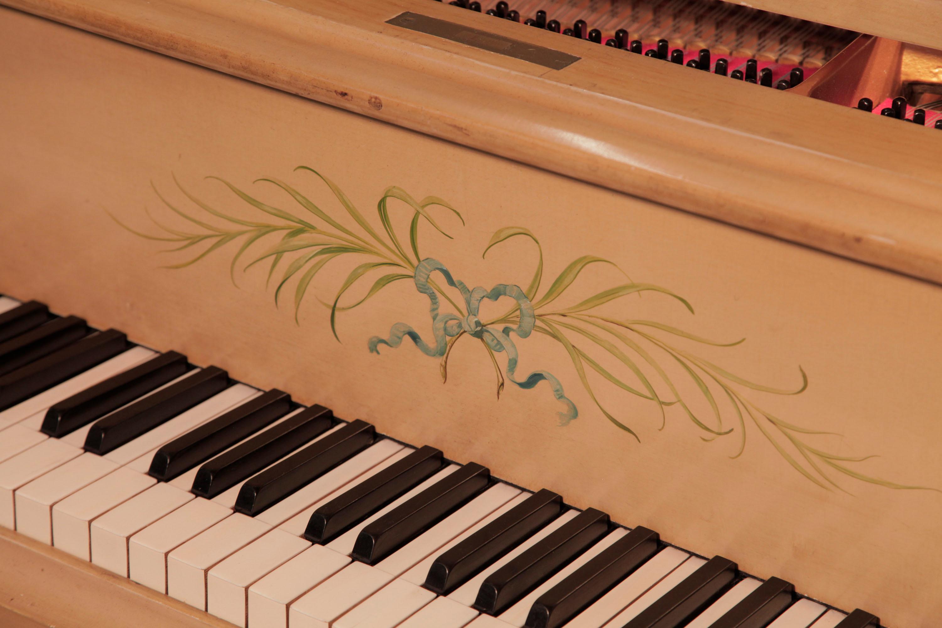 Beuloff Baby Grand Piano Cabriole Legs Hand-Painted Classical Motifs Gilt Accent For Sale 8