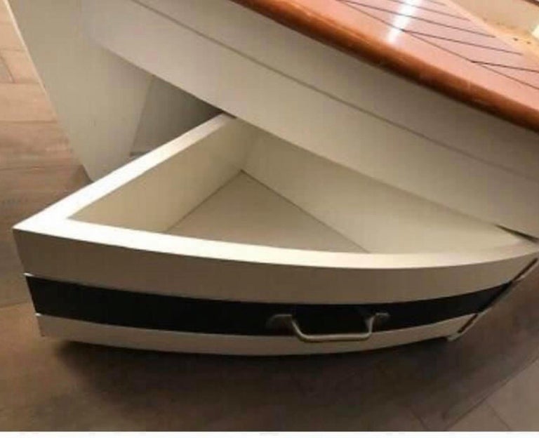 Beautiful Pottery Barn Boat Bed Trundle Storage Wood Deck Blue White