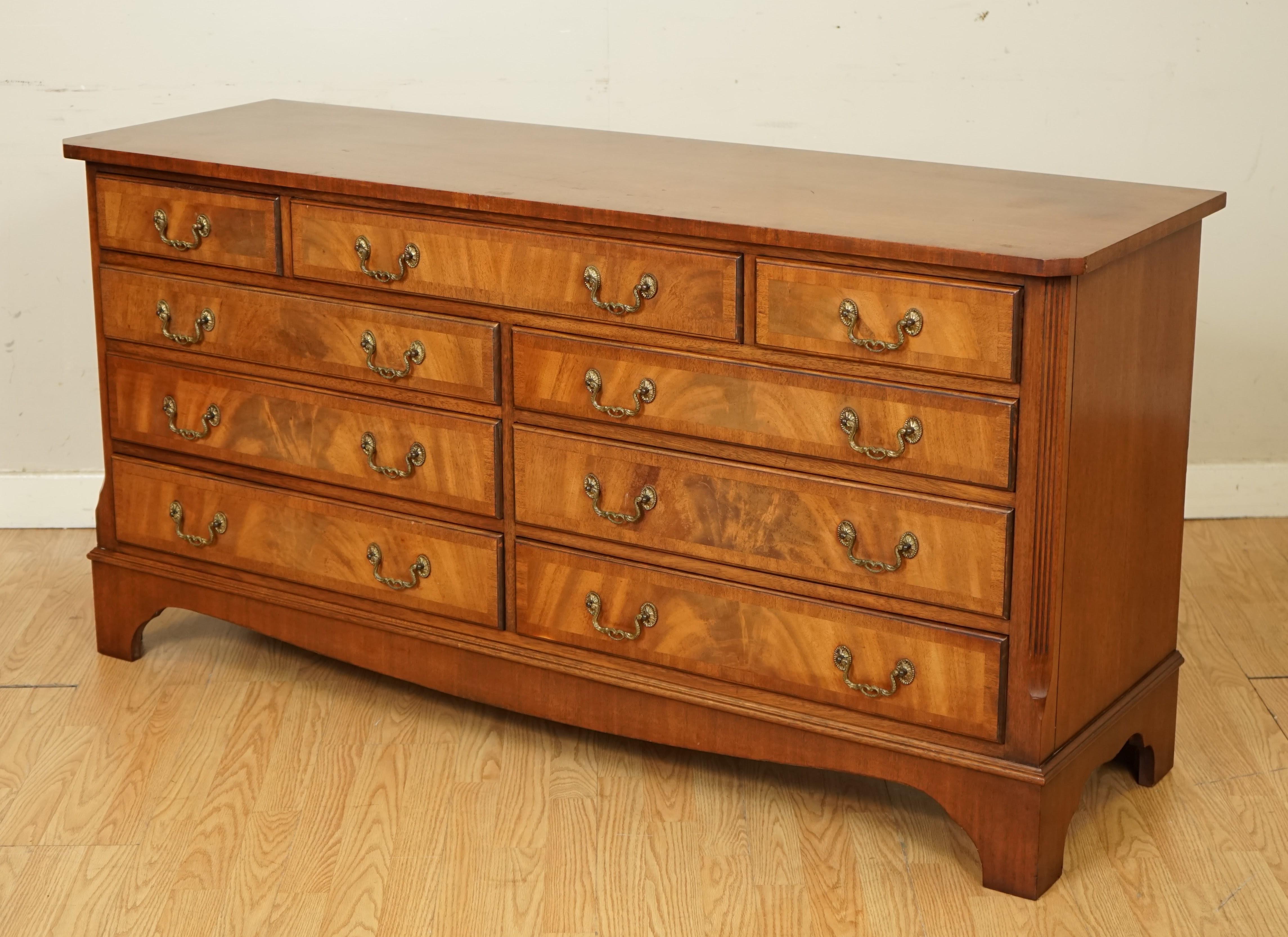 British Bevan and Funell Hardwood Vintage Sideboard Chest of Drawers TV Unit