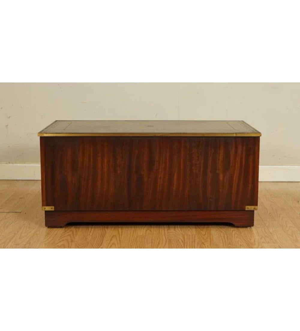 Bevan and Funnel Military Campaign Chest TV Stand with Brown Leather For Sale 5