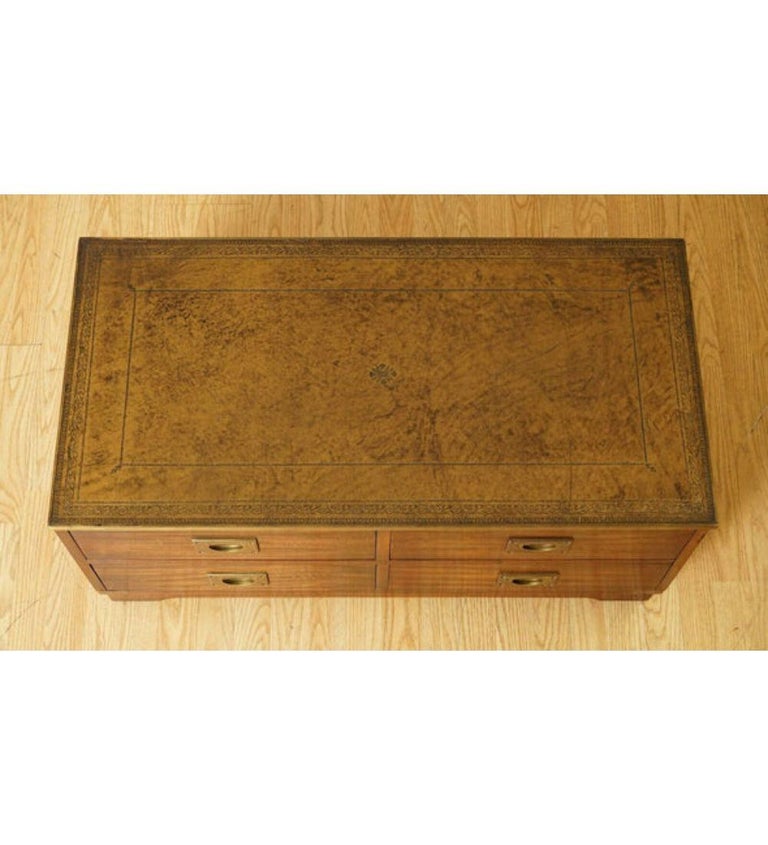 Bevan and Funnel Military Campaign Chest TV Stand with Brown Leather