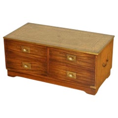 Bevan and Funnel Military Campaign Chest TV Stand with Brown Leather
