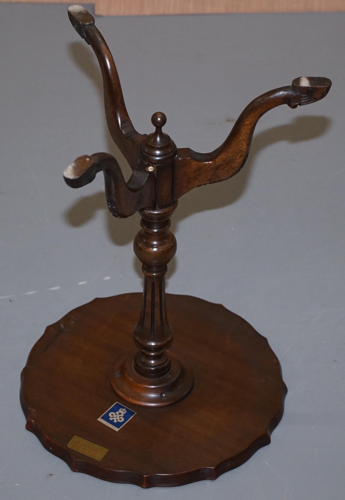 Bevan Funnell Claw & Ball Vintage Hardwood  Tripod Lamp Side Table Ornate Carved 7