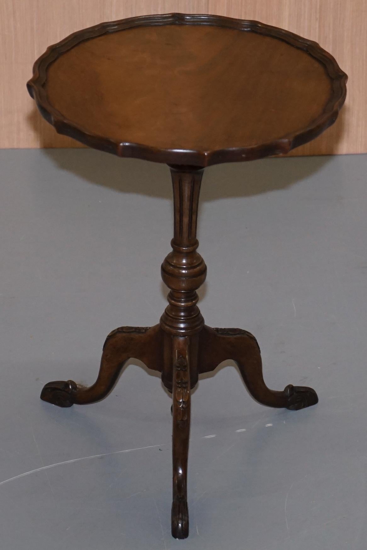 Modern Bevan Funnell Claw & Ball Vintage Hardwood  Tripod Lamp Side Table Ornate Carved