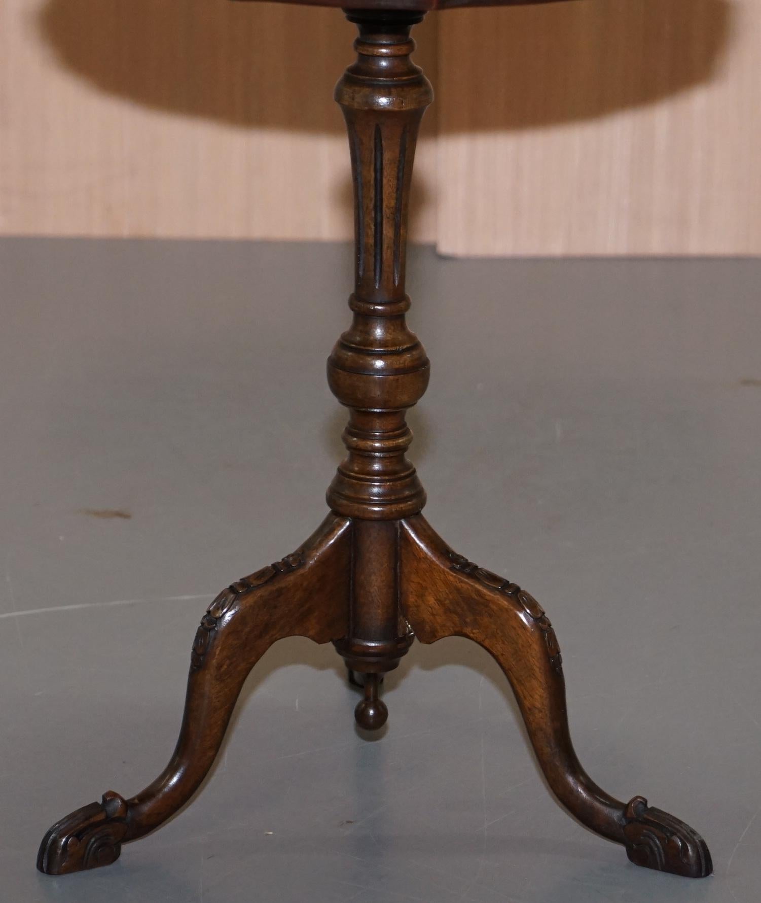 Bevan Funnell Claw & Ball Vintage Hardwood  Tripod Lamp Side Table Ornate Carved 1
