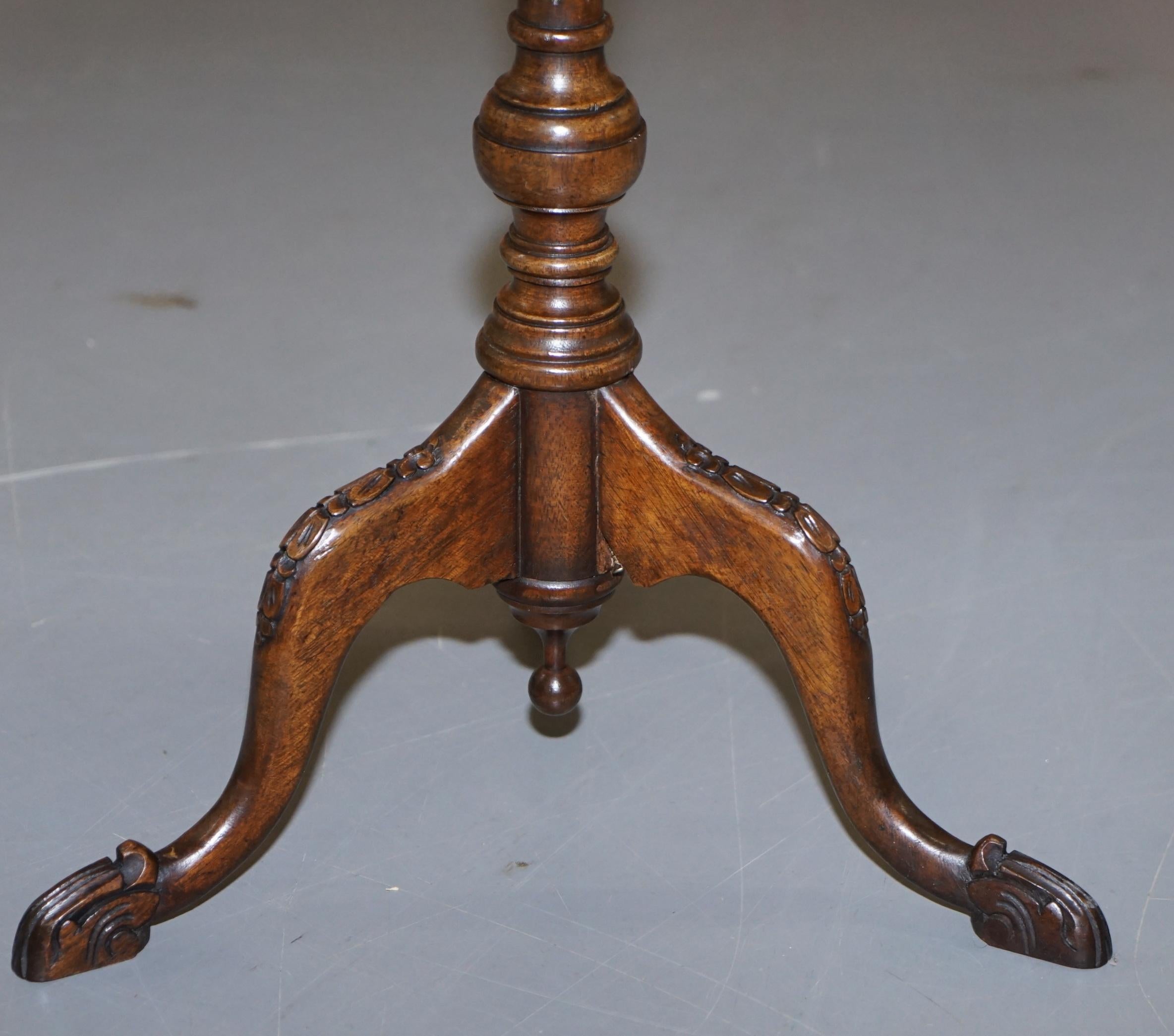 Bevan Funnell Claw & Ball Vintage Hardwood  Tripod Lamp Side Table Ornate Carved 2