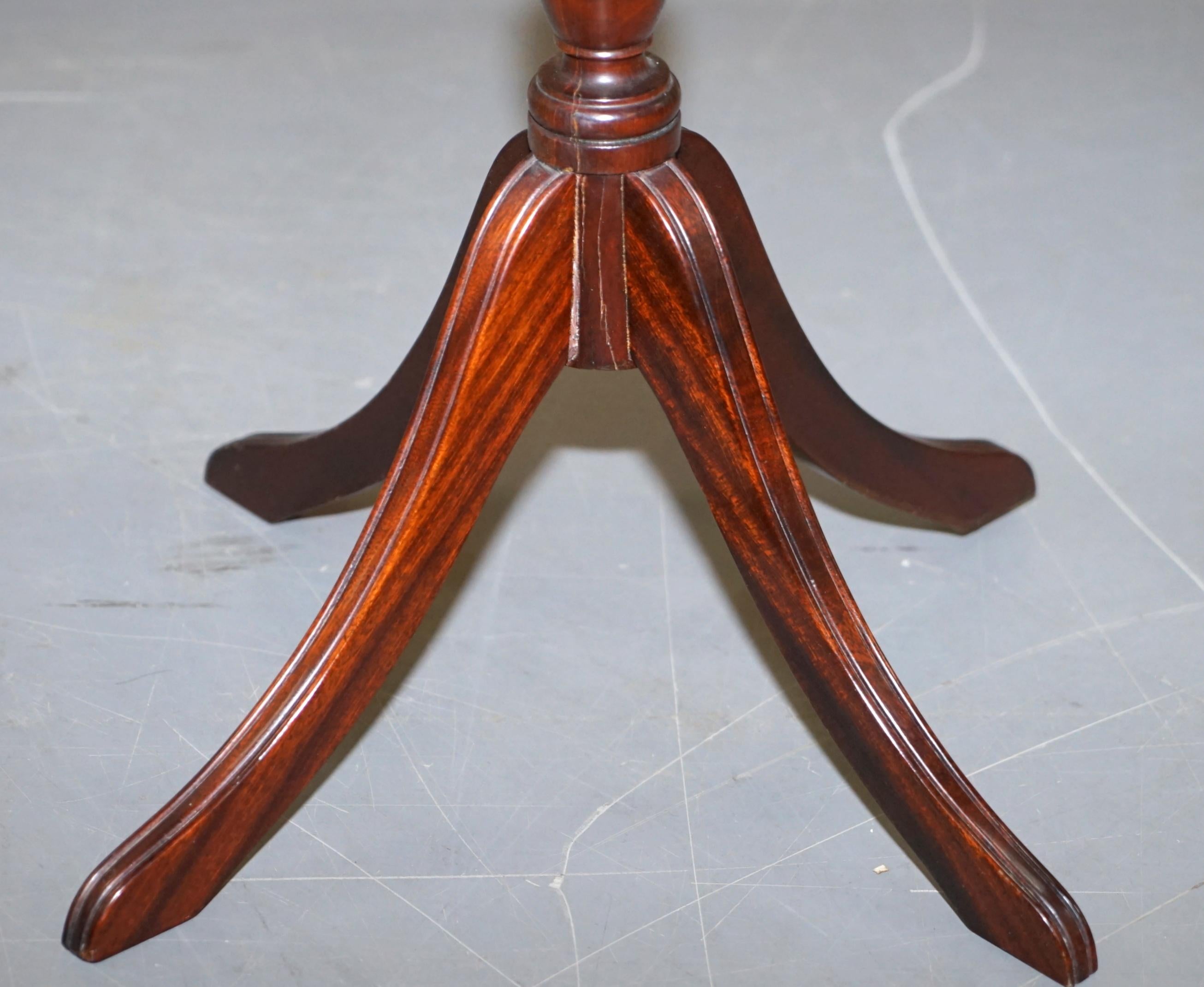 20th Century Bevan Funell Green Leather Vintage Hardwood Tripod Lamp Side End Wine Table