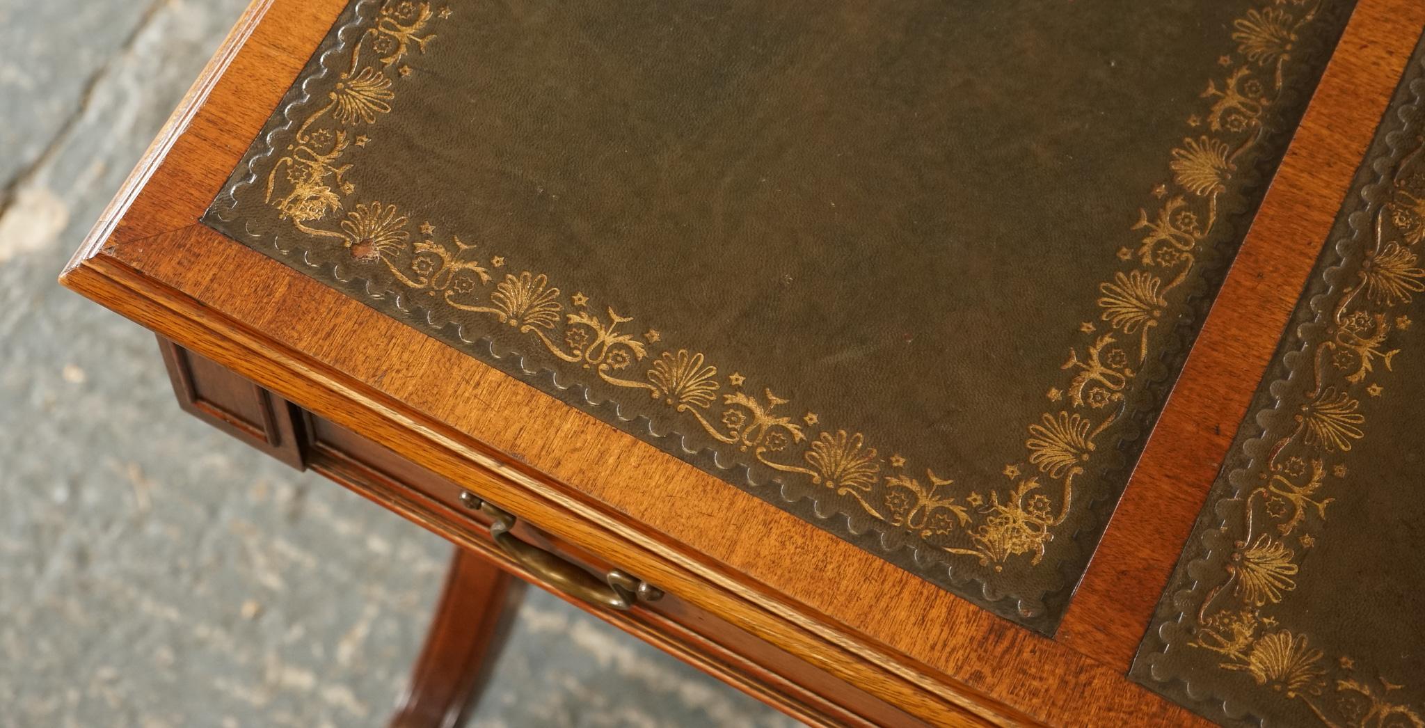BEVAN FUNNEL REGENCY Style TWO DRAWERS WRITiNG OFFICE DESK TABLE GRÜNEES LEDER im Angebot 8