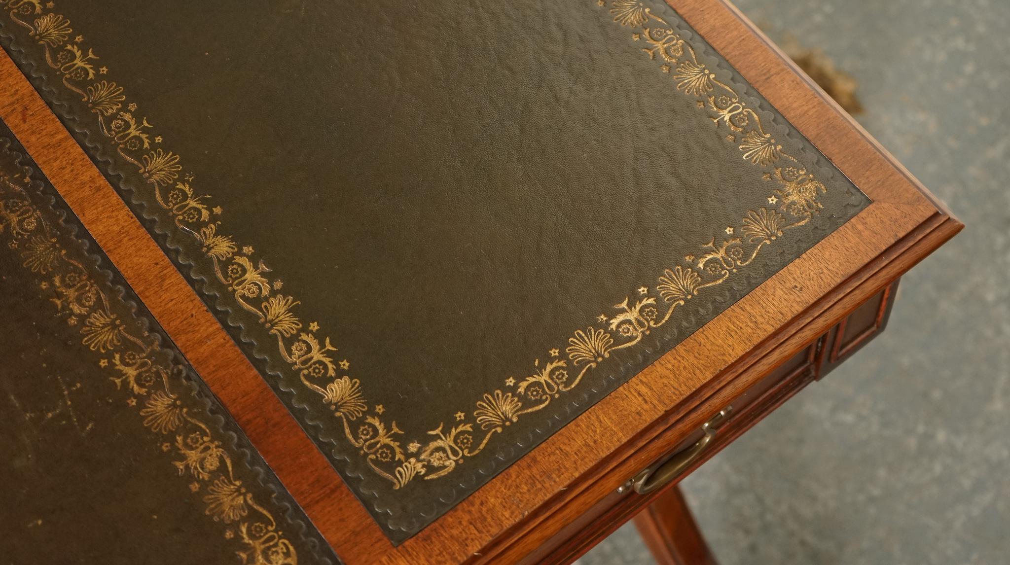 BEVAN FUNNEL REGENCY Style TWO DRAWERS WRITiNG OFFICE DESK TABLE GRÜNEES LEDER im Angebot 12