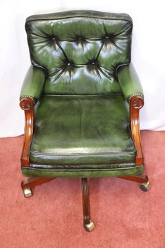 Bevan Funnel Reprodux , Stunning Walnut And Leather Swivel Chair