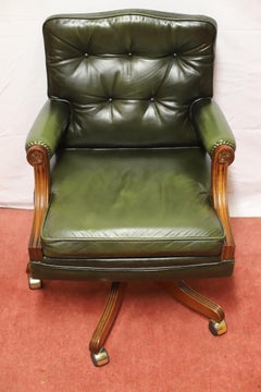 Bevan Funnel Reprodux , Stunning Walnut And Leather Swivel Chair