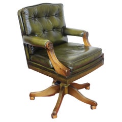 Bevan Funnel Reprodux , Stunning Walnut And Leather Swivel Chair