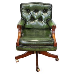 Bevan Funnel Reprodux , Stunning Walnut And Leather Swivel Chair