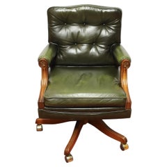 Bevan Funnel Reprodux , Stunning Walnut And Leather Swivel Chair
