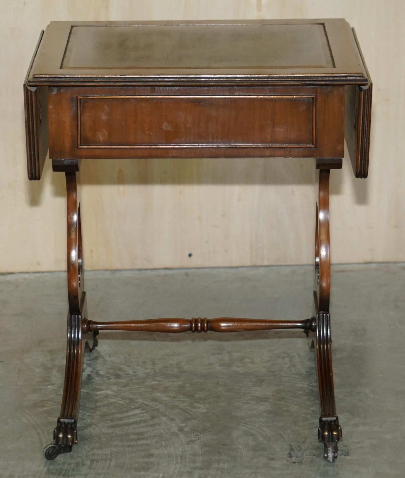 Bevan Funnell Brown Leather Side End Table Extending Top Great Games Table 4