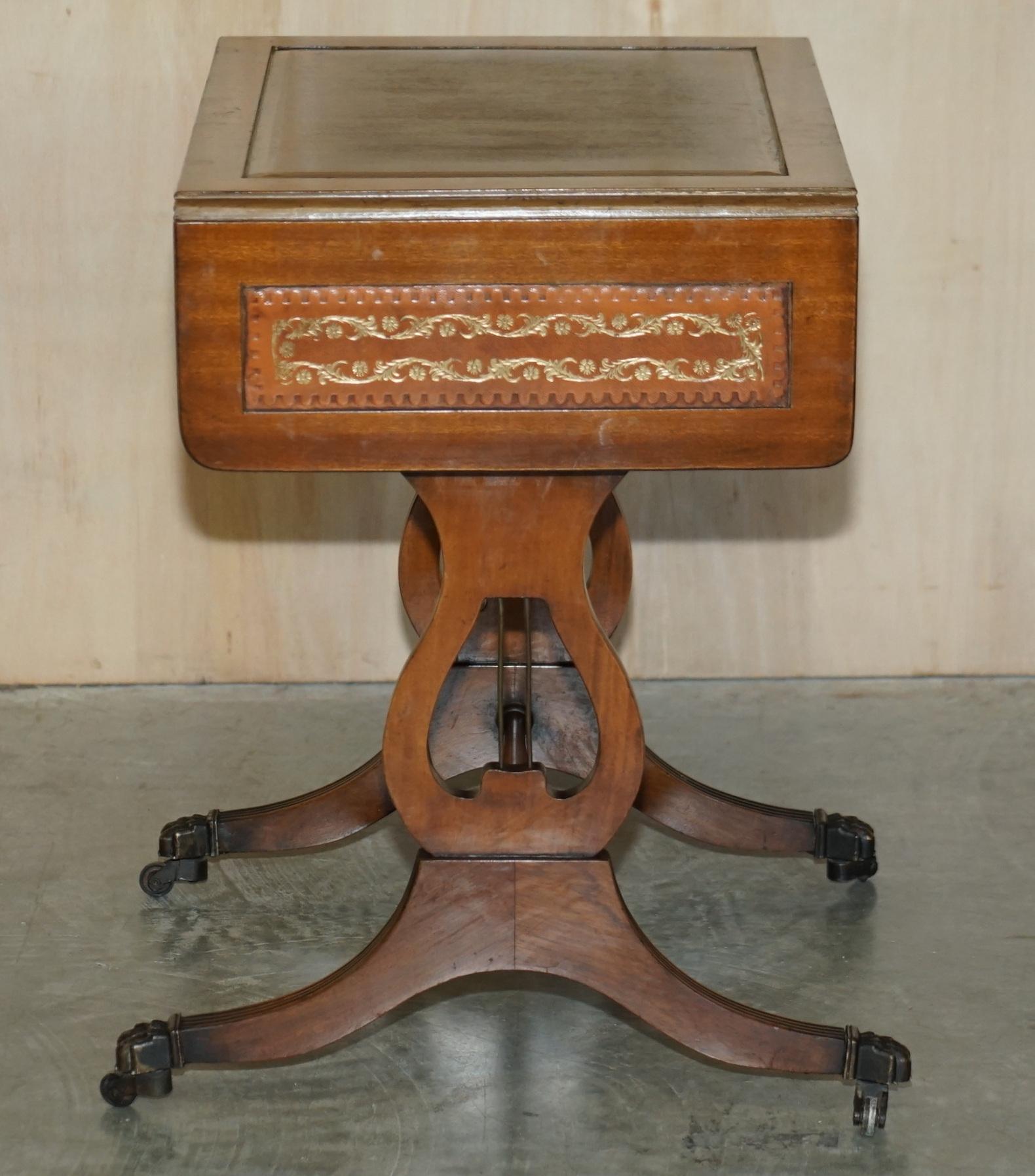 Bevan Funnell Brown Leather Side End Table Extending Top Great Games Table 5
