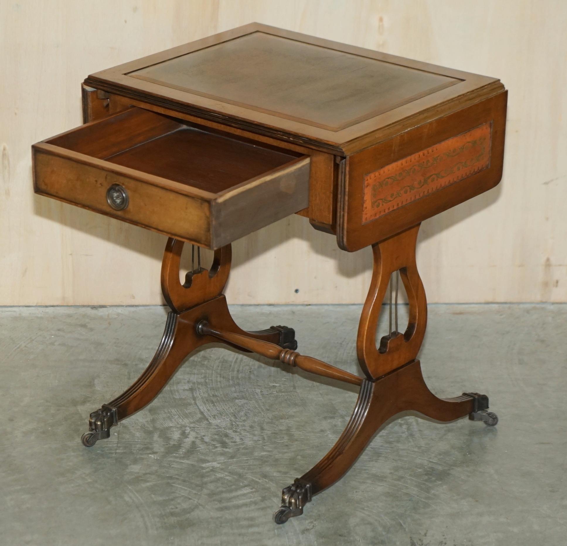 Bevan Funnell Brown Leather Side End Table Extending Top Great Games Table 7