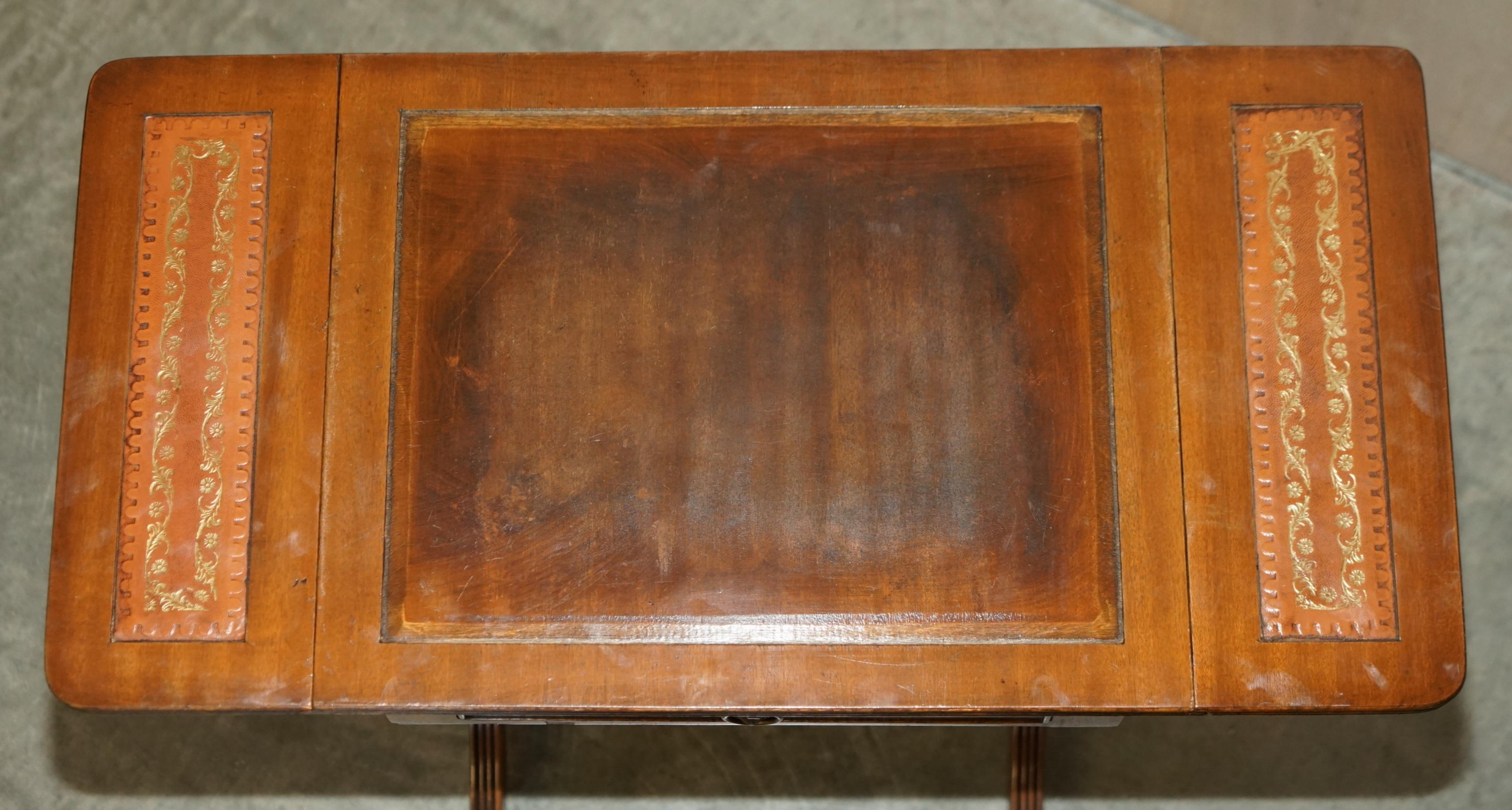 Bevan Funnell Brown Leather Side End Table Extending Top Great Games Table 10