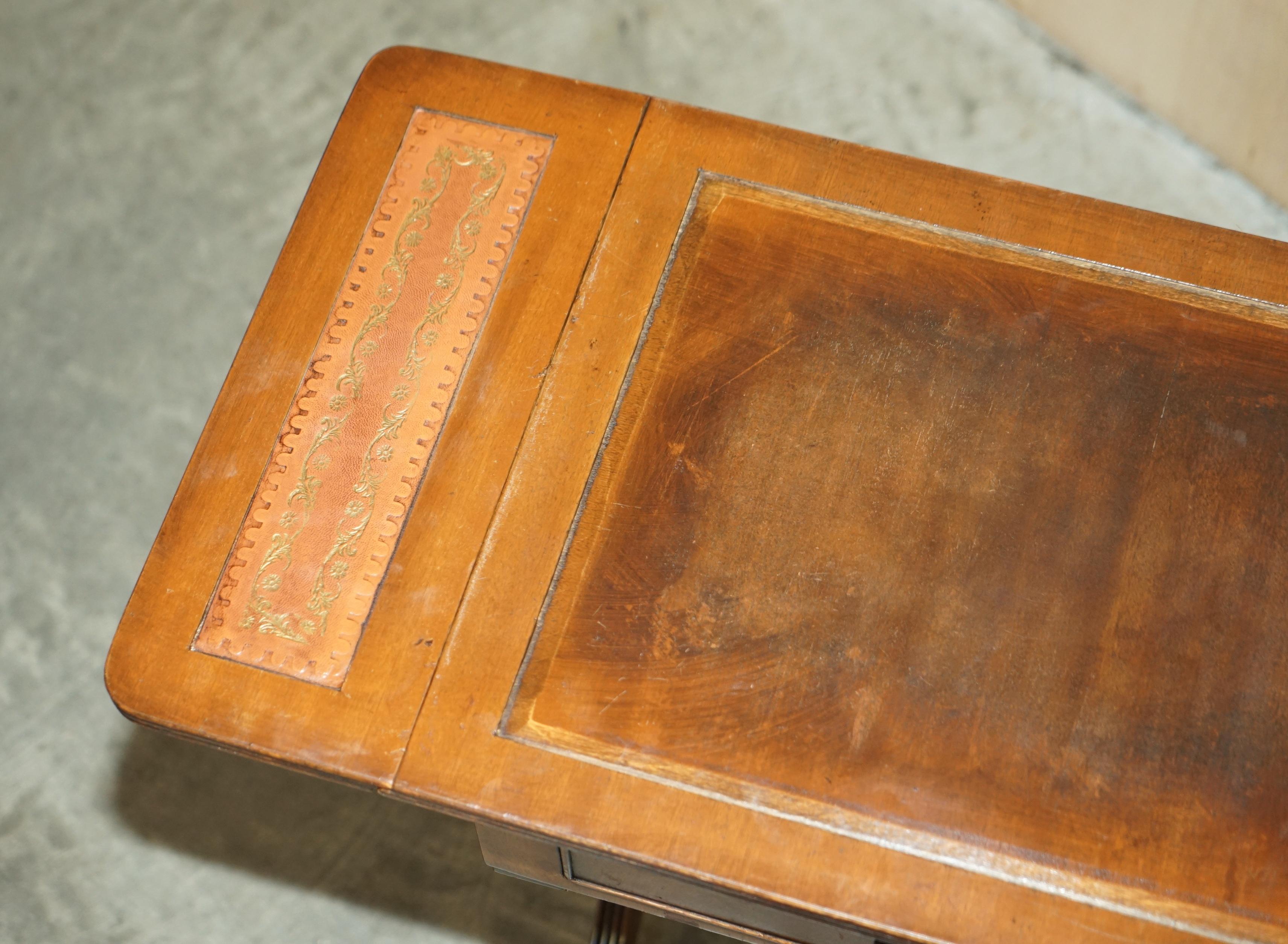 Bevan Funnell Brown Leather Side End Table Extending Top Great Games Table 11
