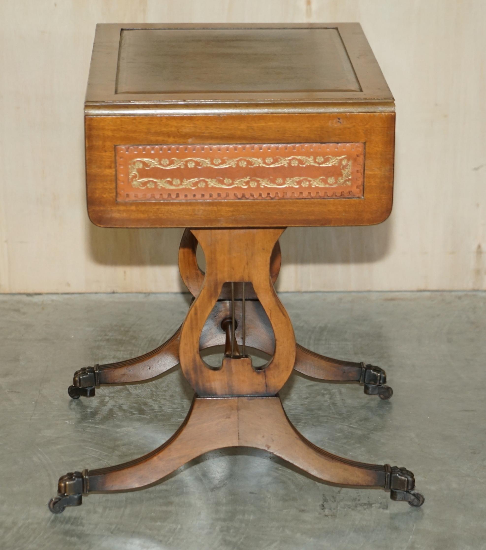 Bevan Funnell Brown Leather Side End Table Extending Top Great Games Table 1