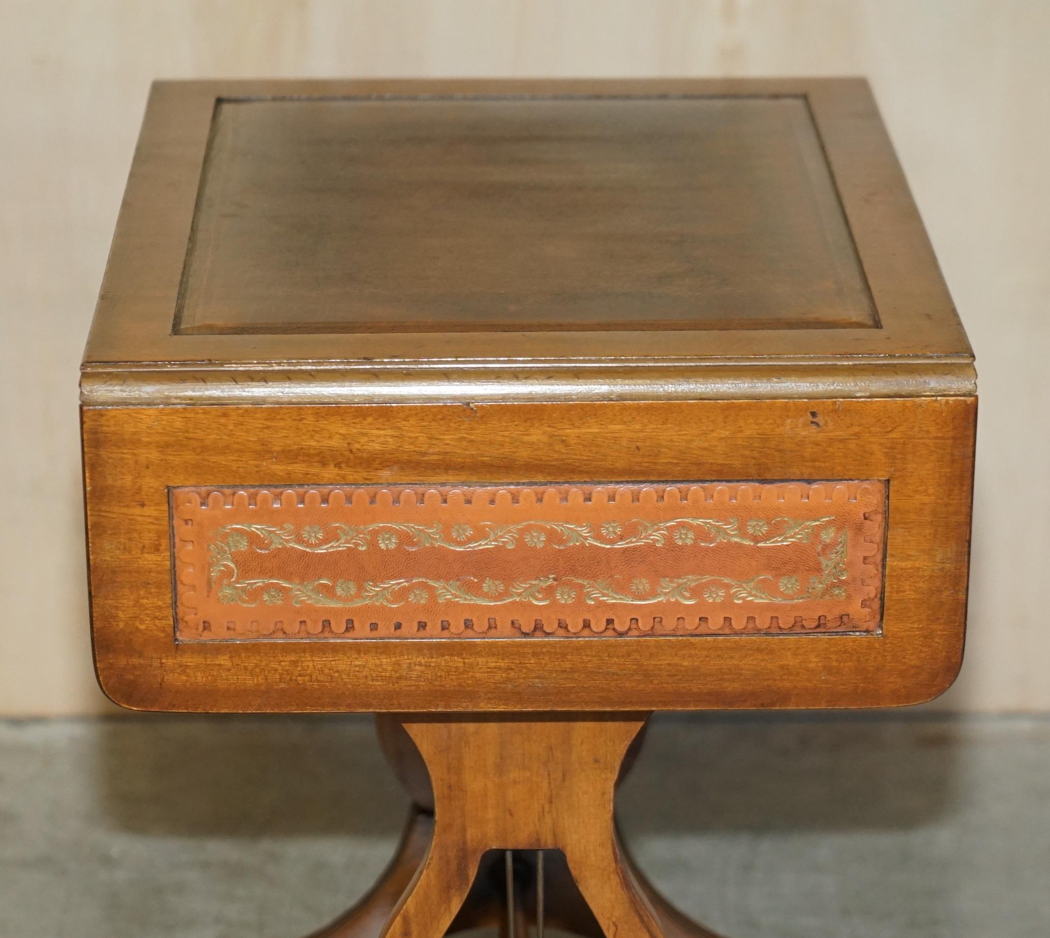Bevan Funnell Brown Leather Side End Table Extending Top Great Games Table 2